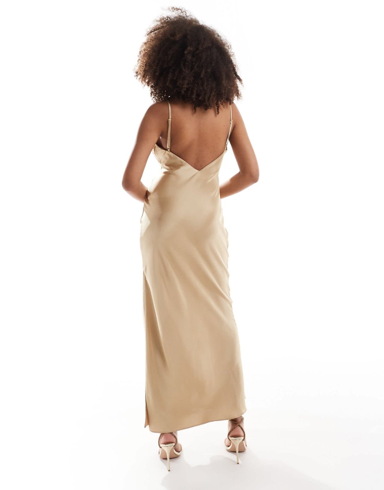 Pretty Lavish satin slip maxi dress in Irish cream - ASOS Sample Sale