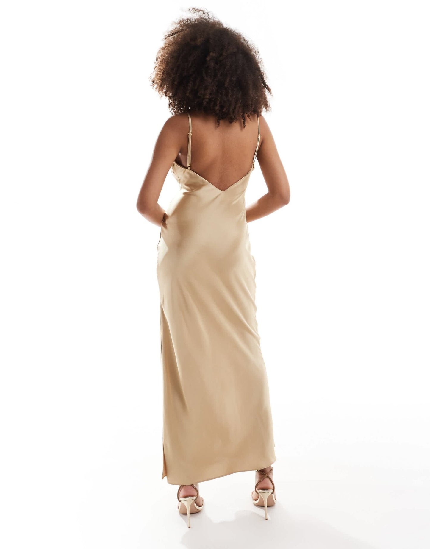 Pretty Lavish satin slip maxi dress in Irish cream - ASOS Sample Sale