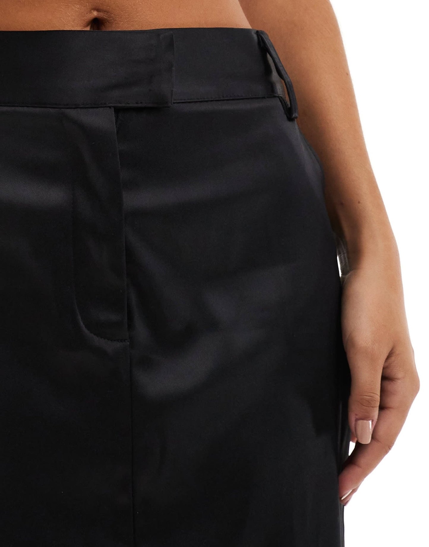 Pretty Lavish satin tailored maxi skirt in black - ASOS Sample Sale