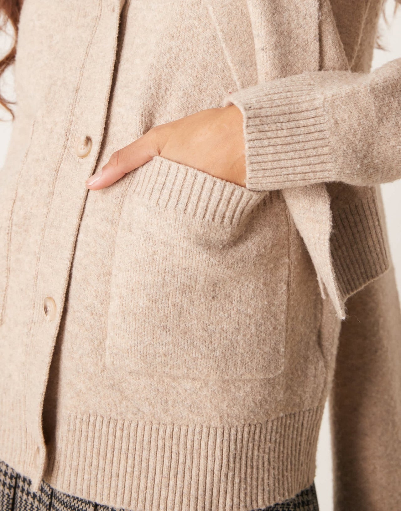Pretty Lavish scarf cardigan in taupe - ASOS Sample Sale