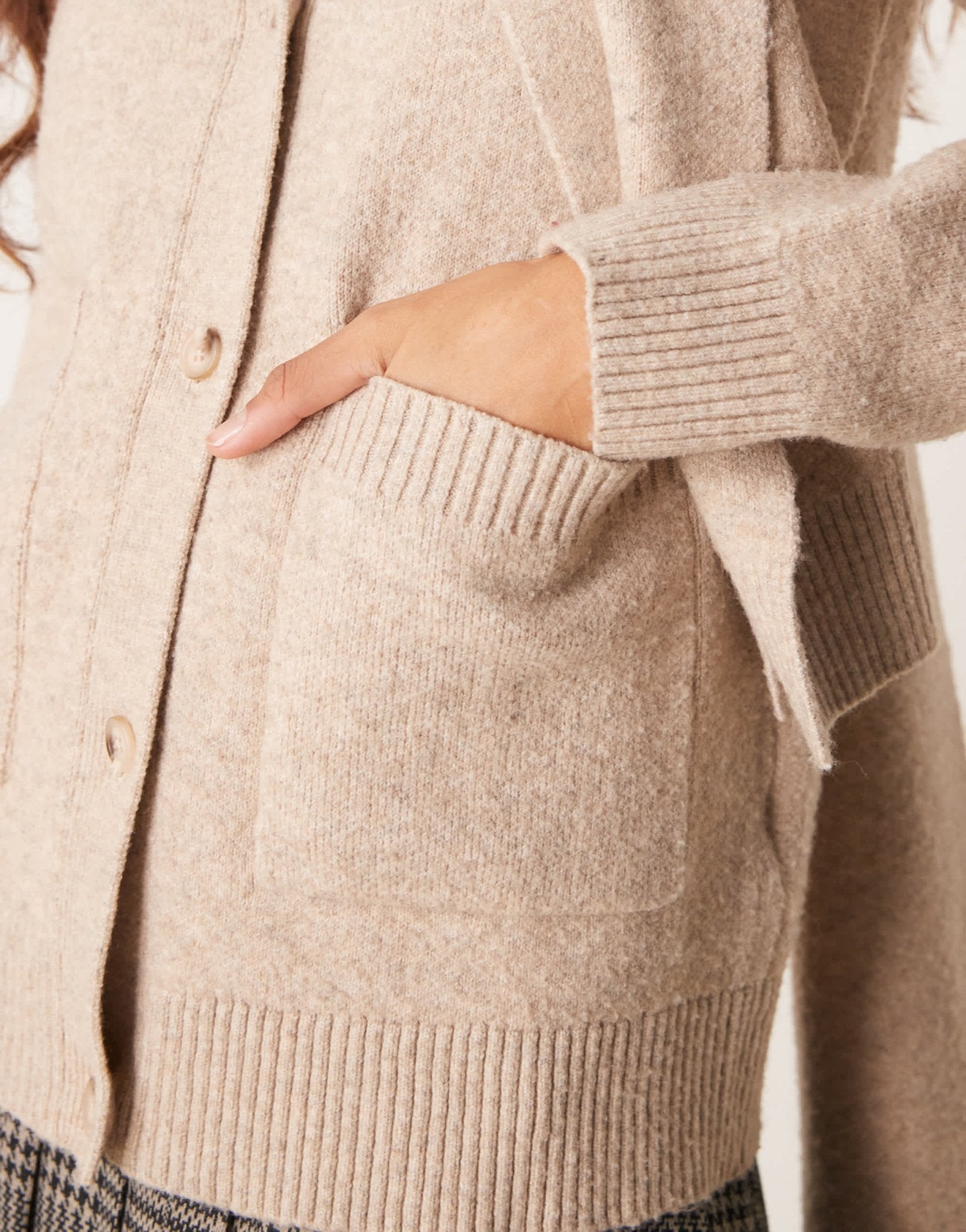Pretty Lavish scarf cardigan in taupe - ASOS Sample Sale