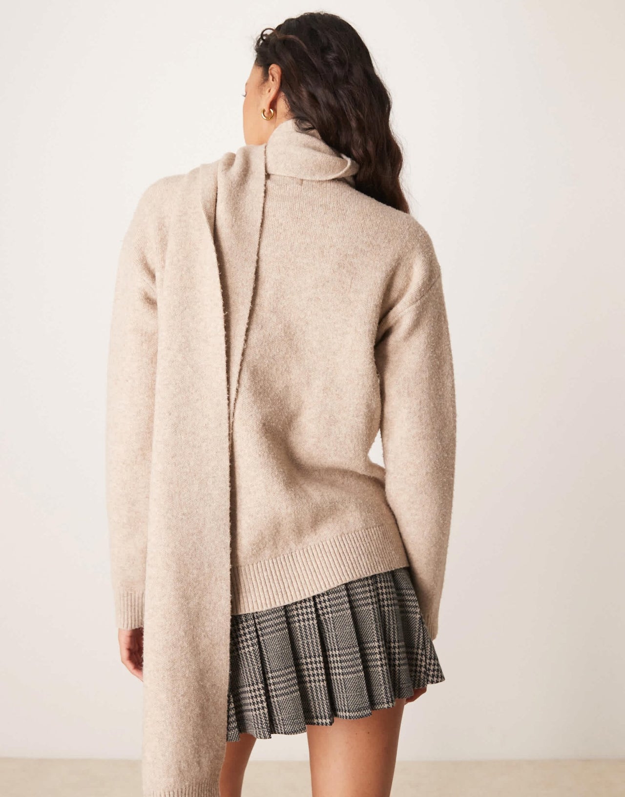 Pretty Lavish scarf cardigan in taupe - ASOS Sample Sale