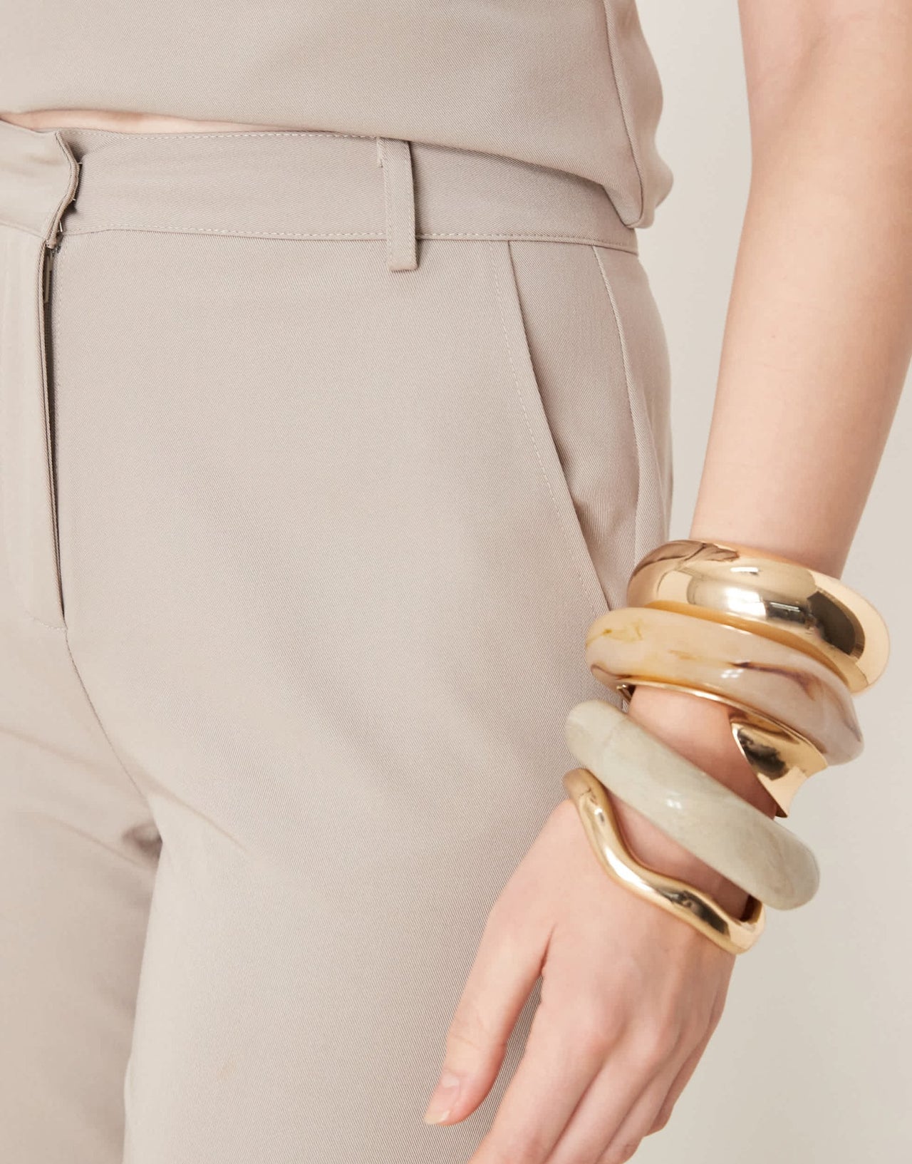 Pretty Lavish tailored slim leg trouser co - ord in stone - ASOS Sample Sale