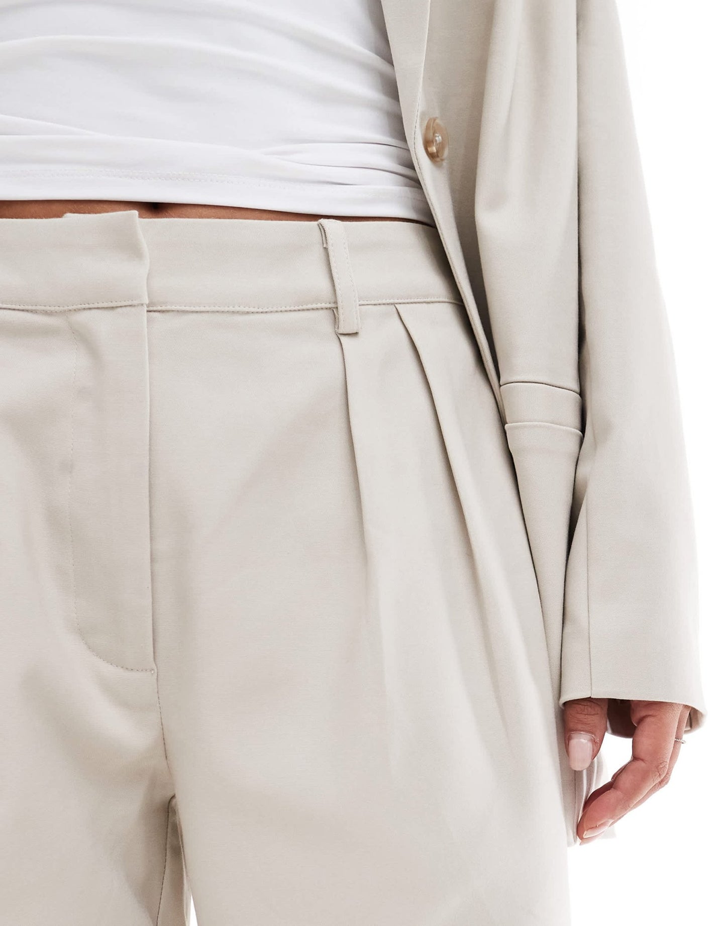 Pretty Lavish tailored wide leg trouser co - ord in chalk - ASOS Sample Sale