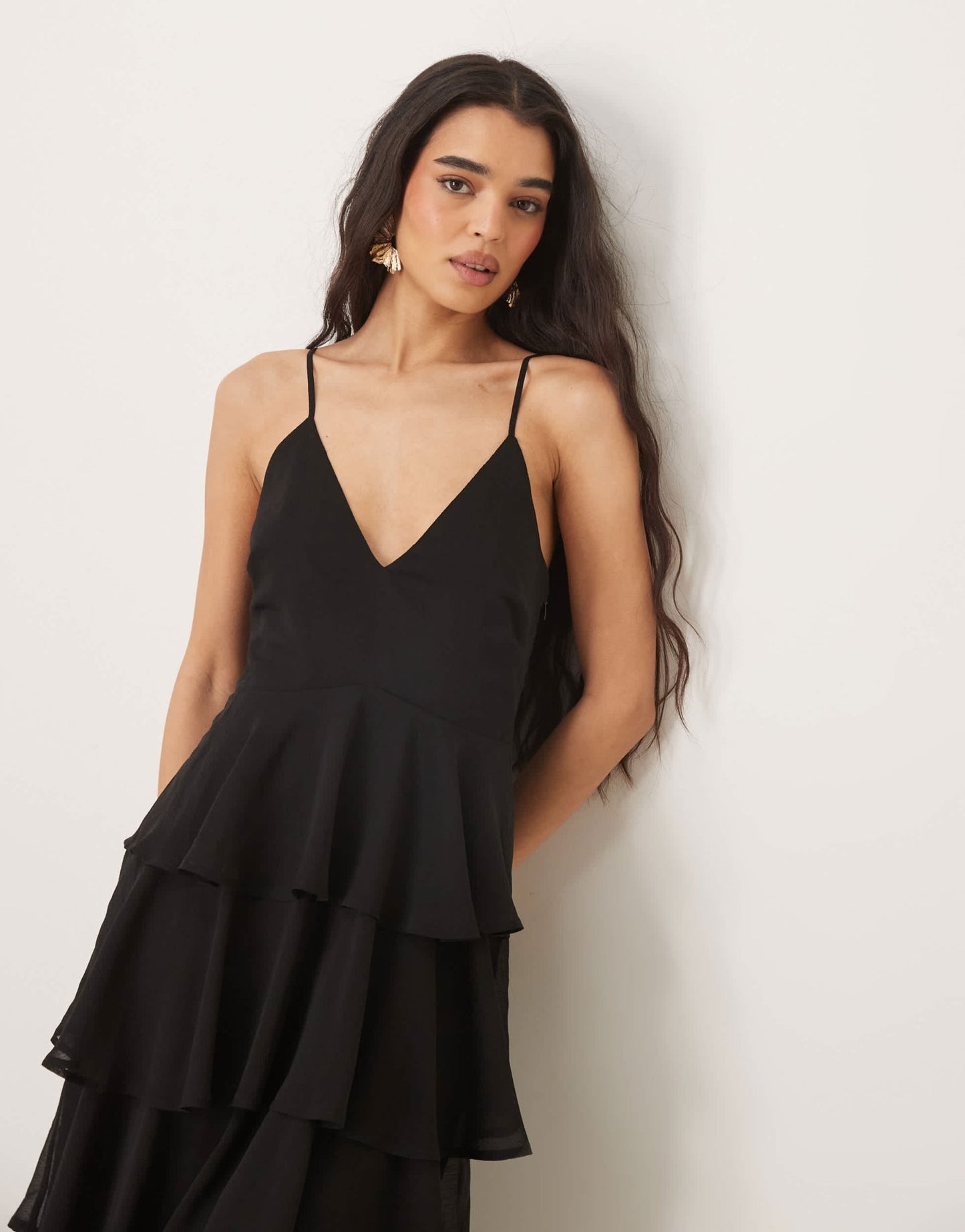 Pretty Lavish textured ruffle maxi dress in black - ASOS Sample Sale