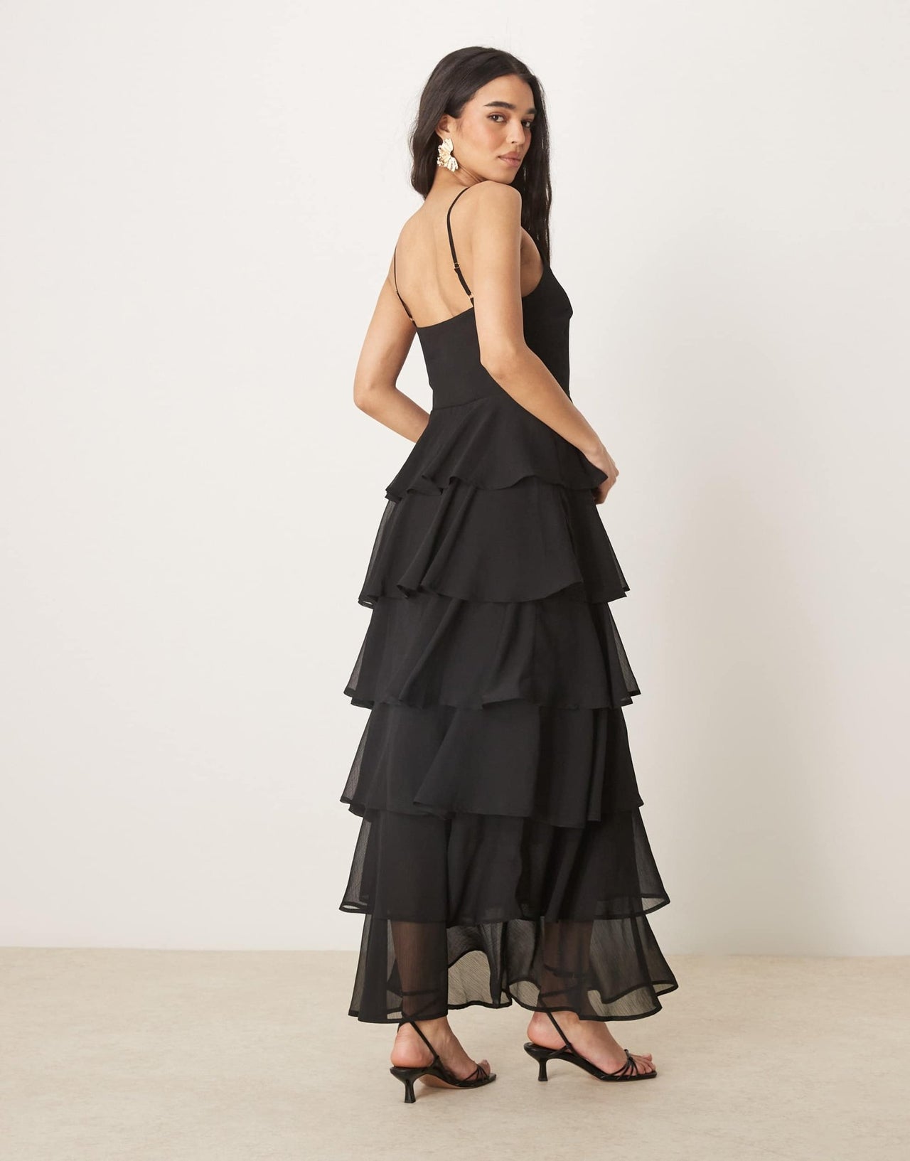 Pretty Lavish textured ruffle maxi dress in black - ASOS Sample Sale