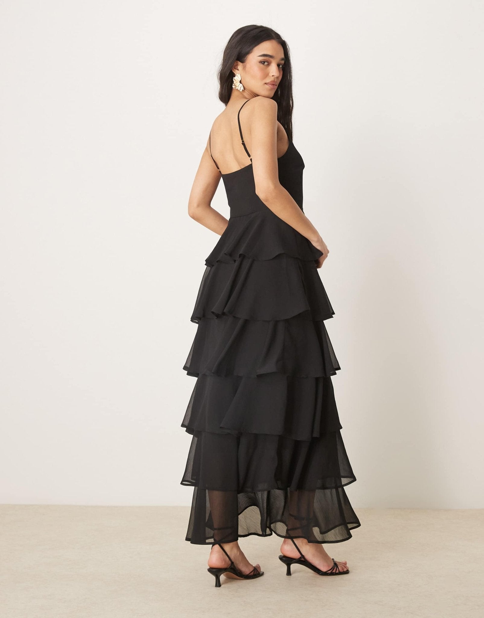 Pretty Lavish textured ruffle maxi dress in black - ASOS Sample Sale
