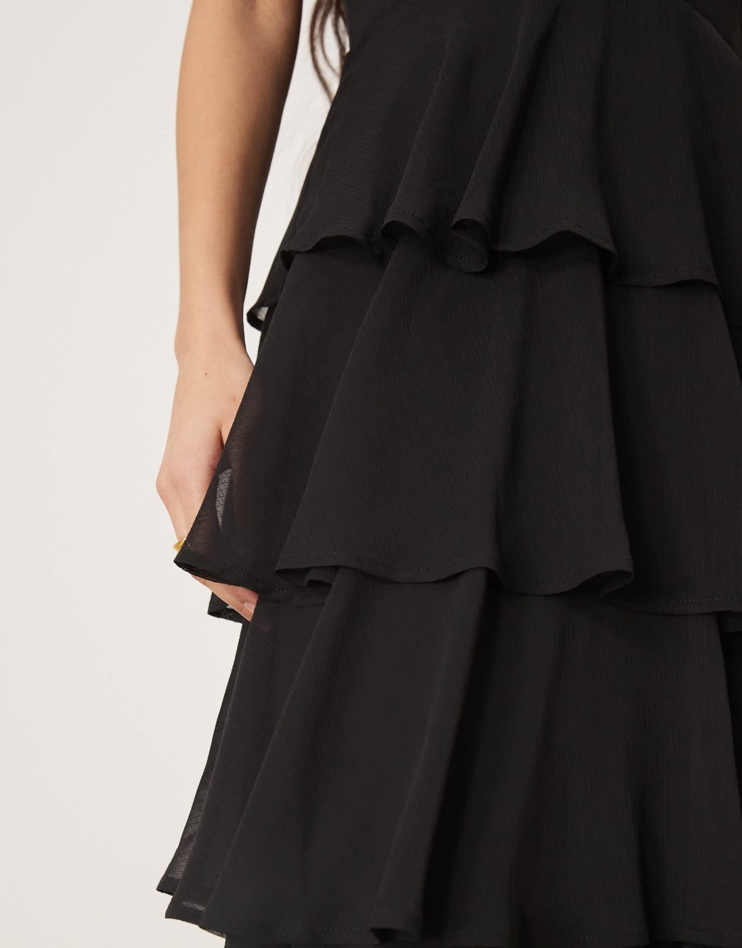 Pretty Lavish textured ruffle maxi dress in black - ASOS Sample Sale