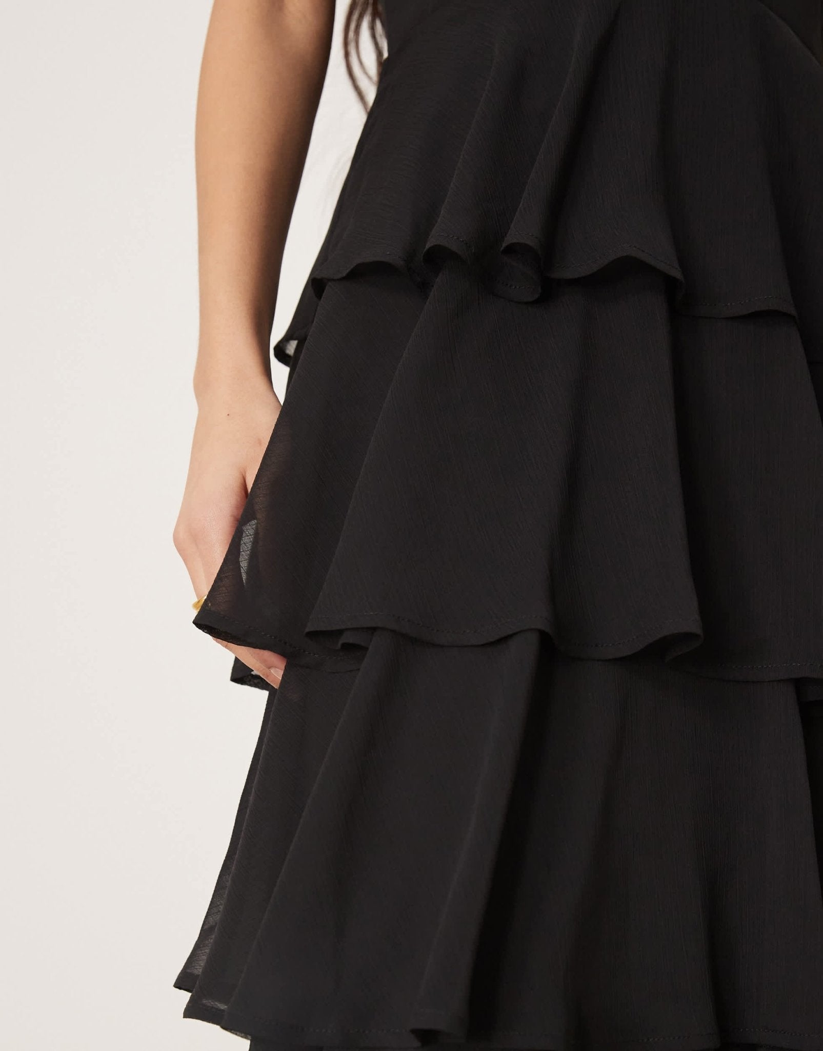Pretty Lavish textured ruffle maxi dress in black - ASOS Sample Sale