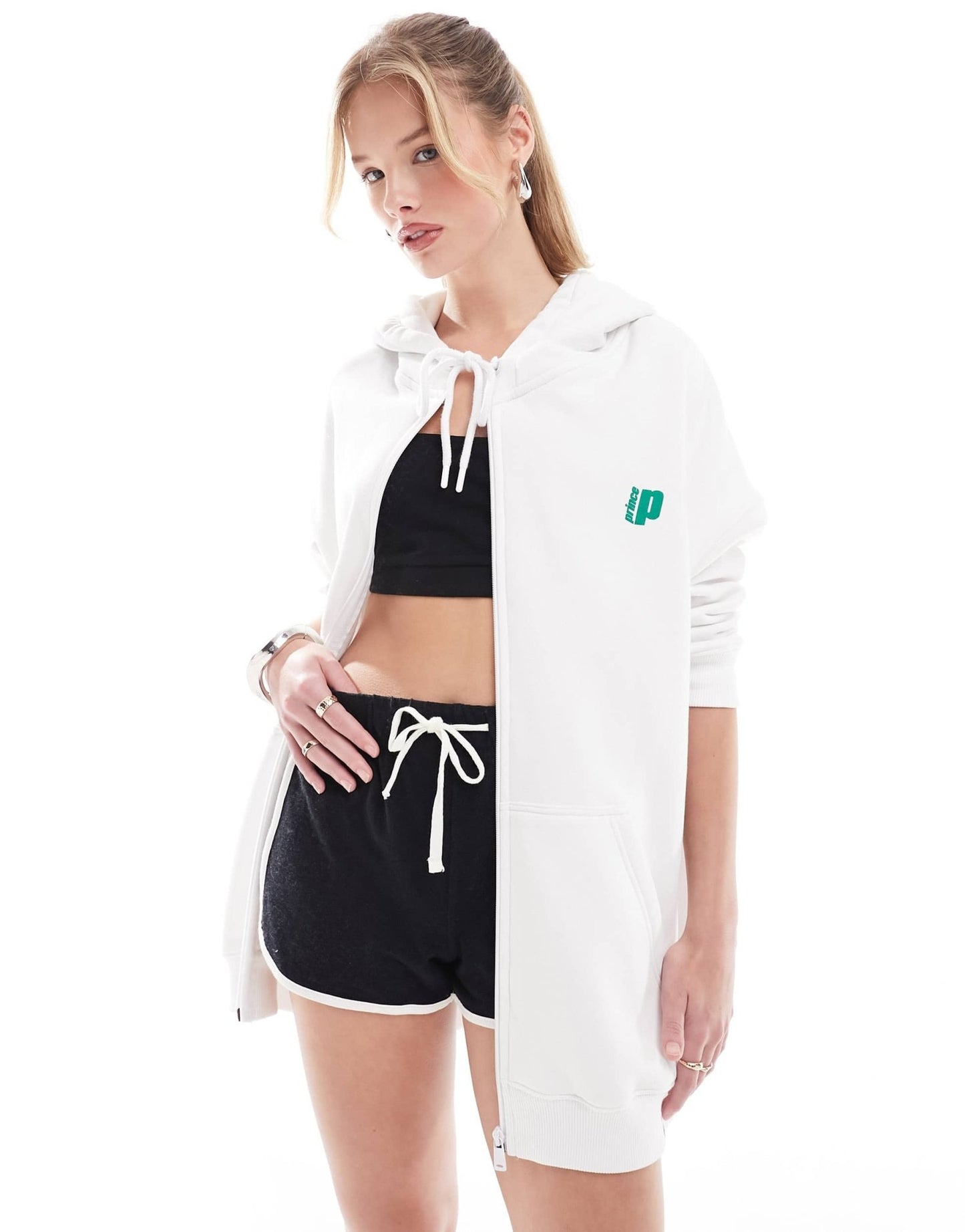 Prince unisex zip through logo hoodie in white - ASOS Sample Sale