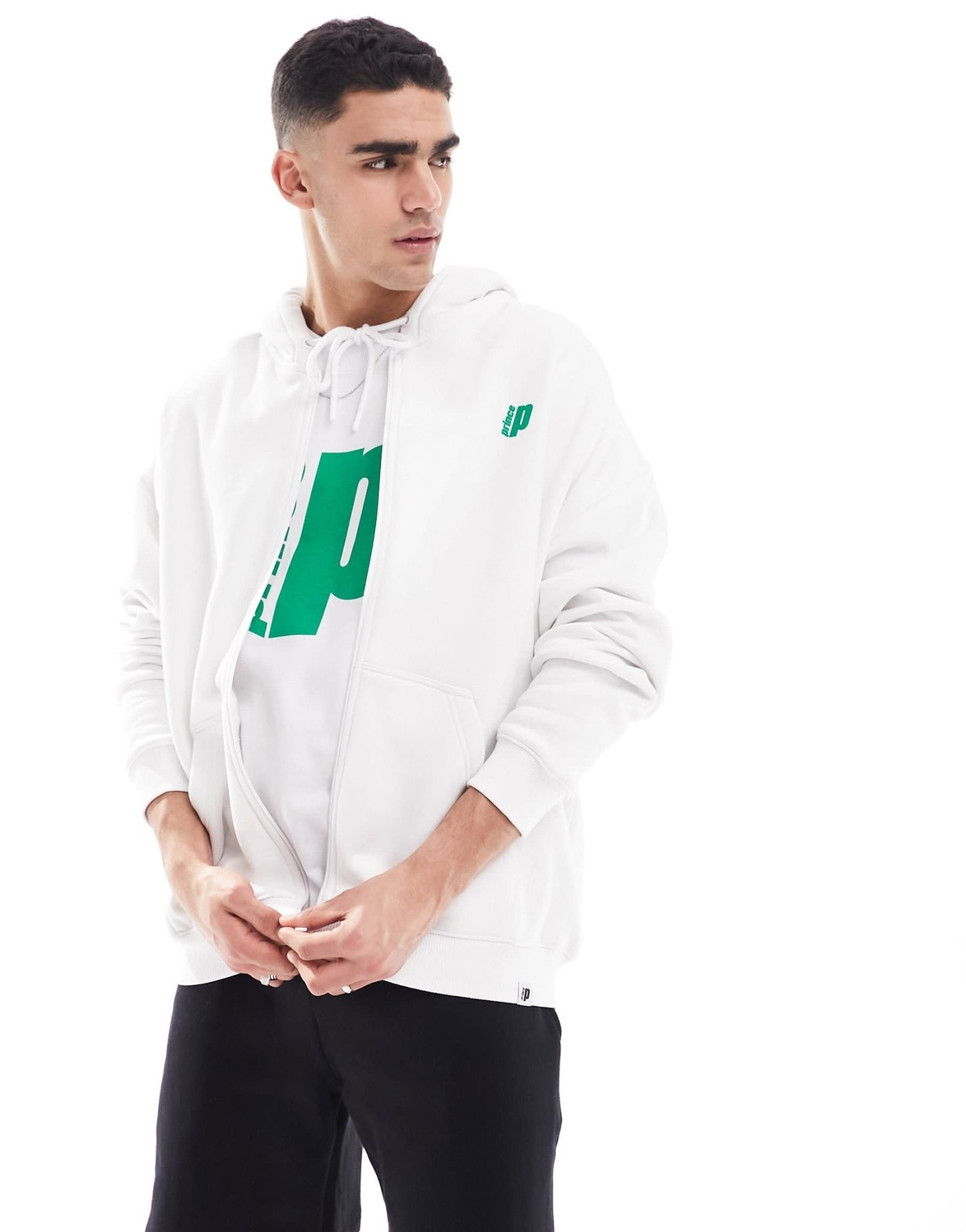 Prince unisex zip through logo hoodie in white - ASOS Sample Sale
