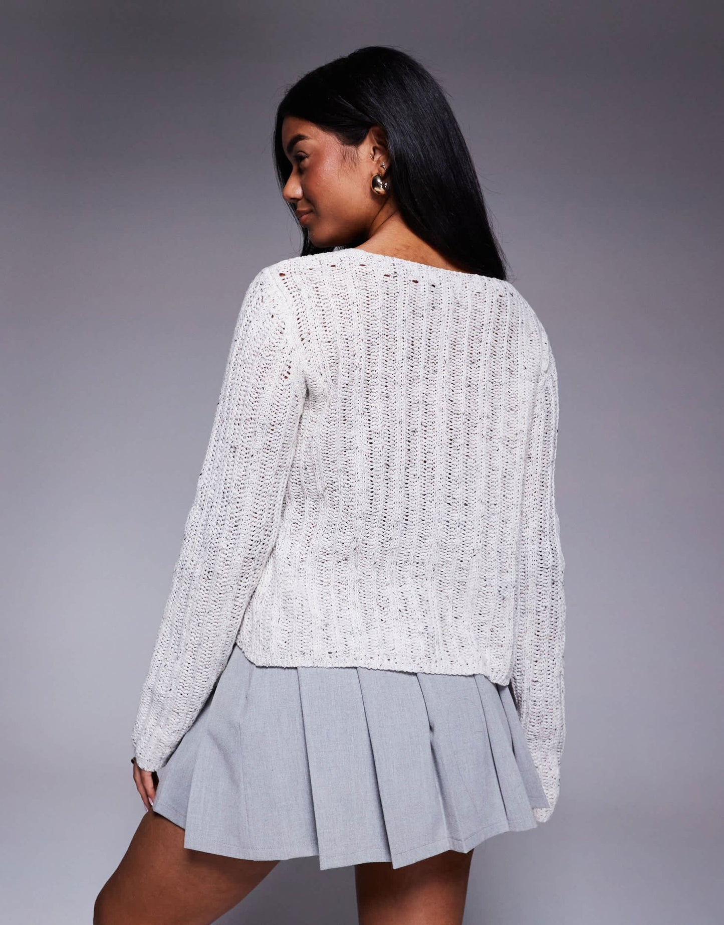 Princess Polly asymmetric button side split cardigan in grey - ASOS Sample Sale