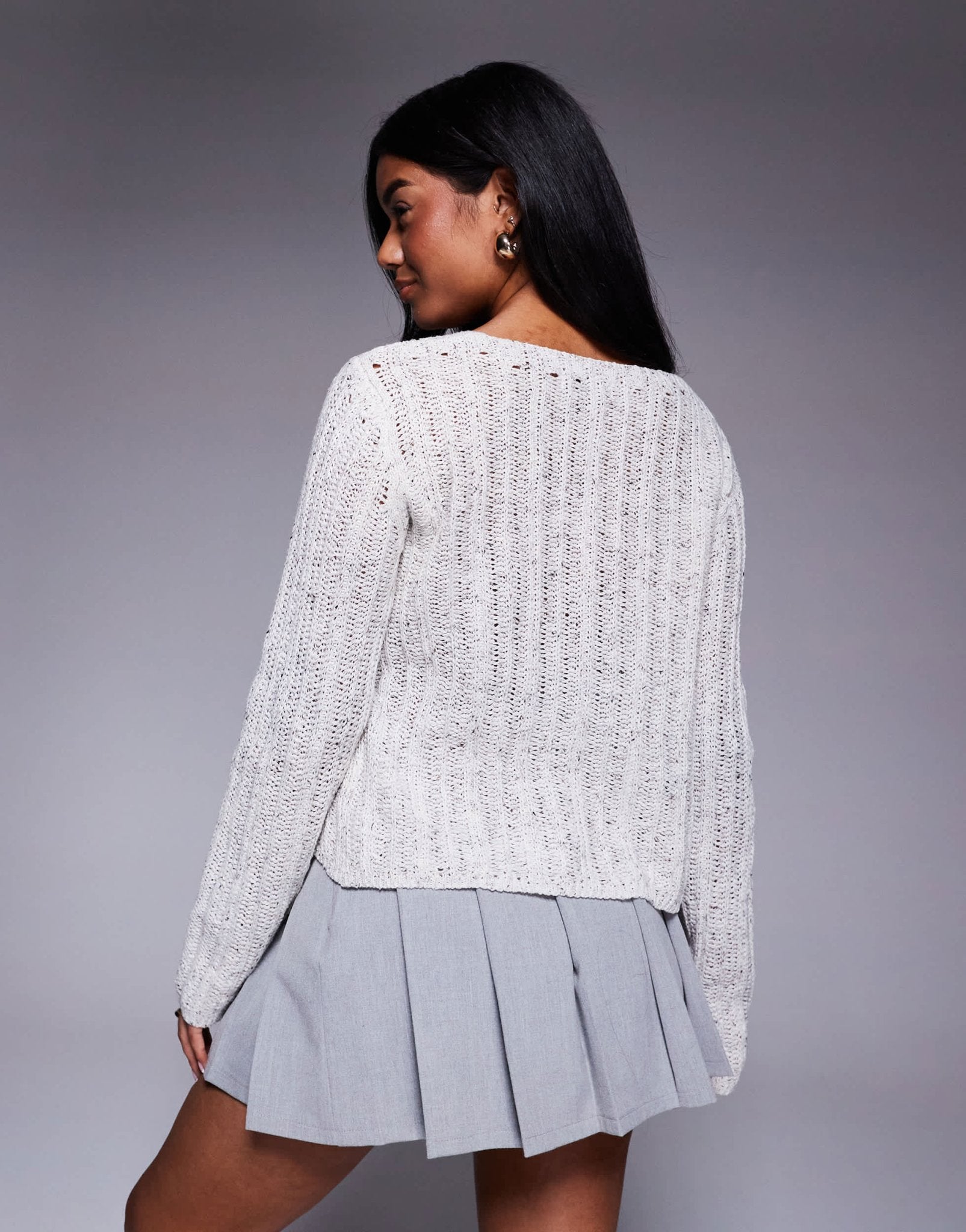 Princess Polly asymmetric button side split cardigan in grey - ASOS Sample Sale