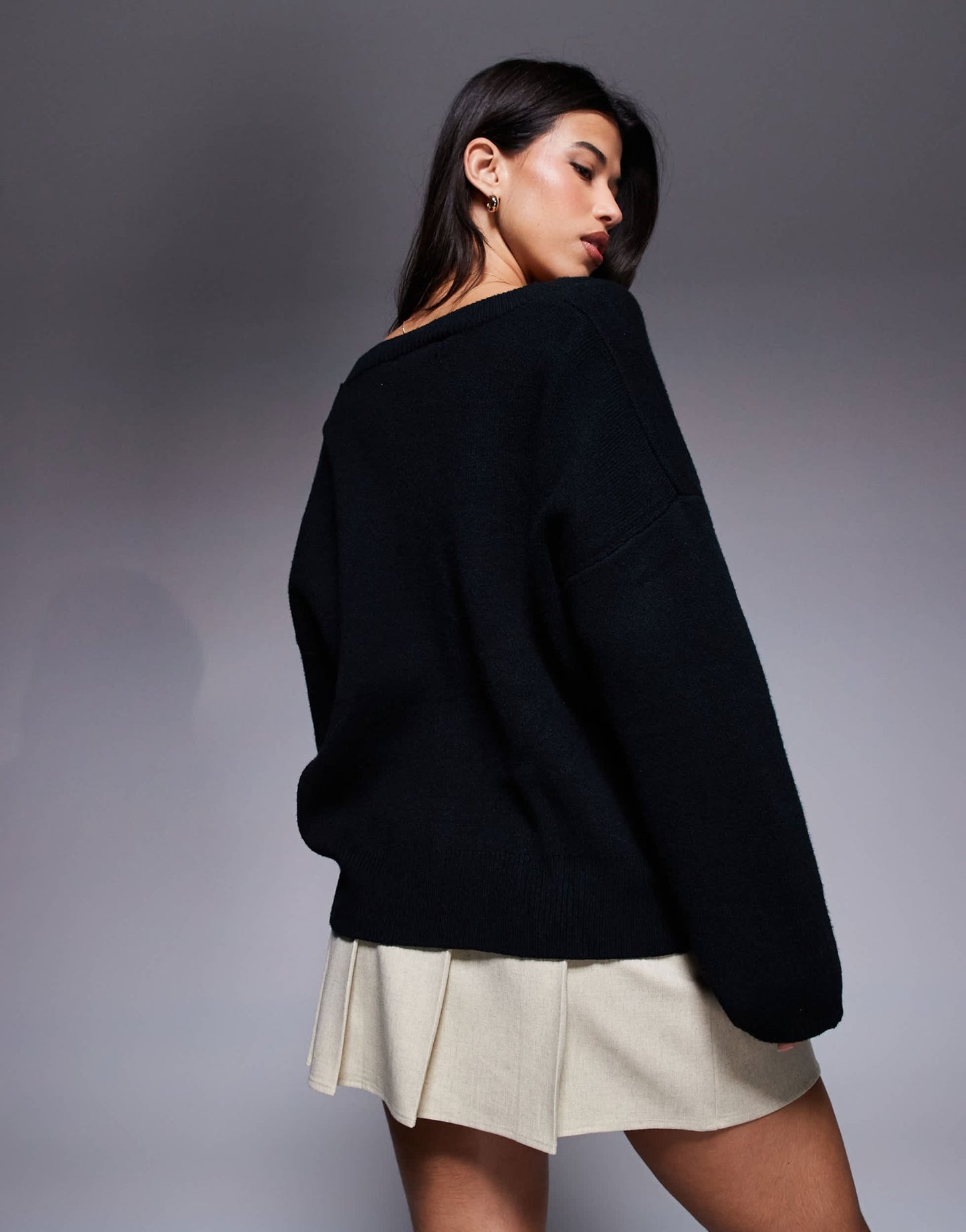Princess Polly dropped shoulder v neck pocket detail cardigan in black - ASOS Sample Sale