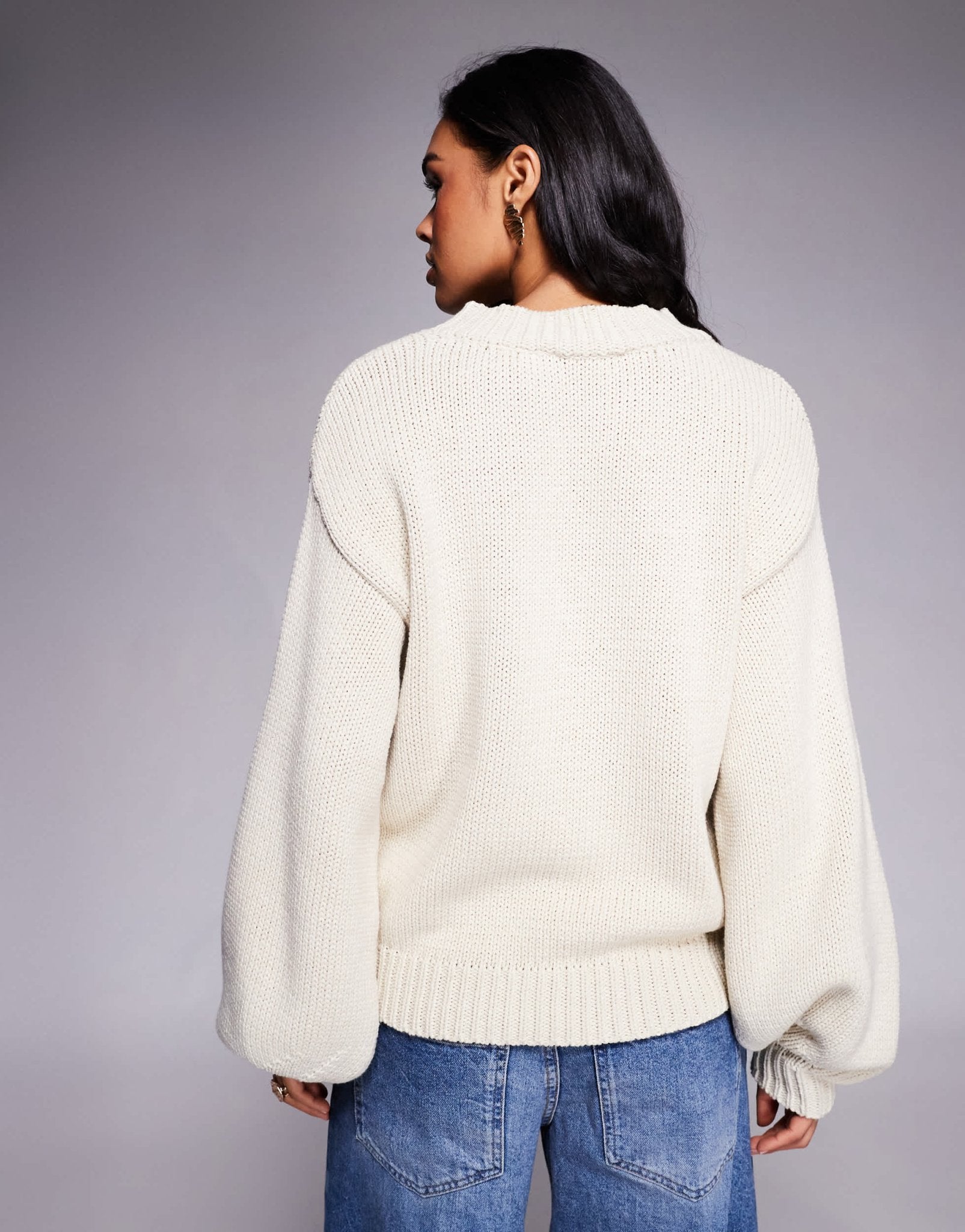Princess Polly Harmony balloon sleeve slouchy jumper in beige - ASOS Sample Sale
