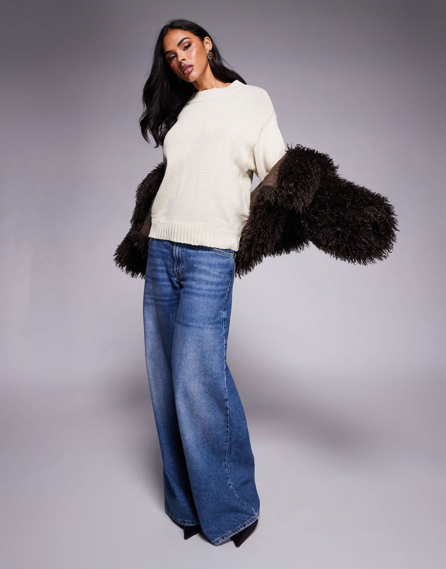 Princess Polly Harmony balloon sleeve slouchy jumper in beige - ASOS Sample Sale