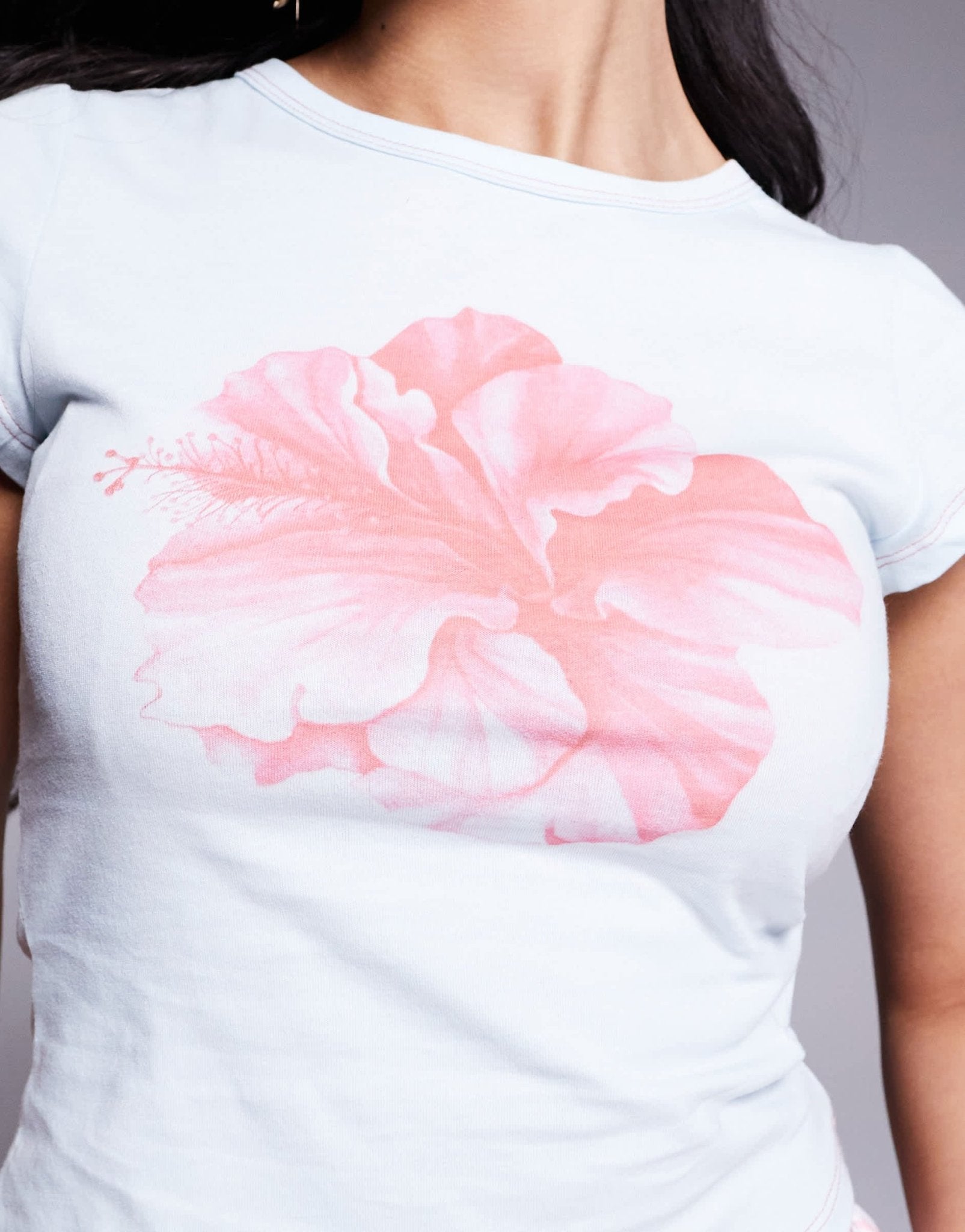 Princess Polly hibiscus baby tee in blue - ASOS Sample Sale