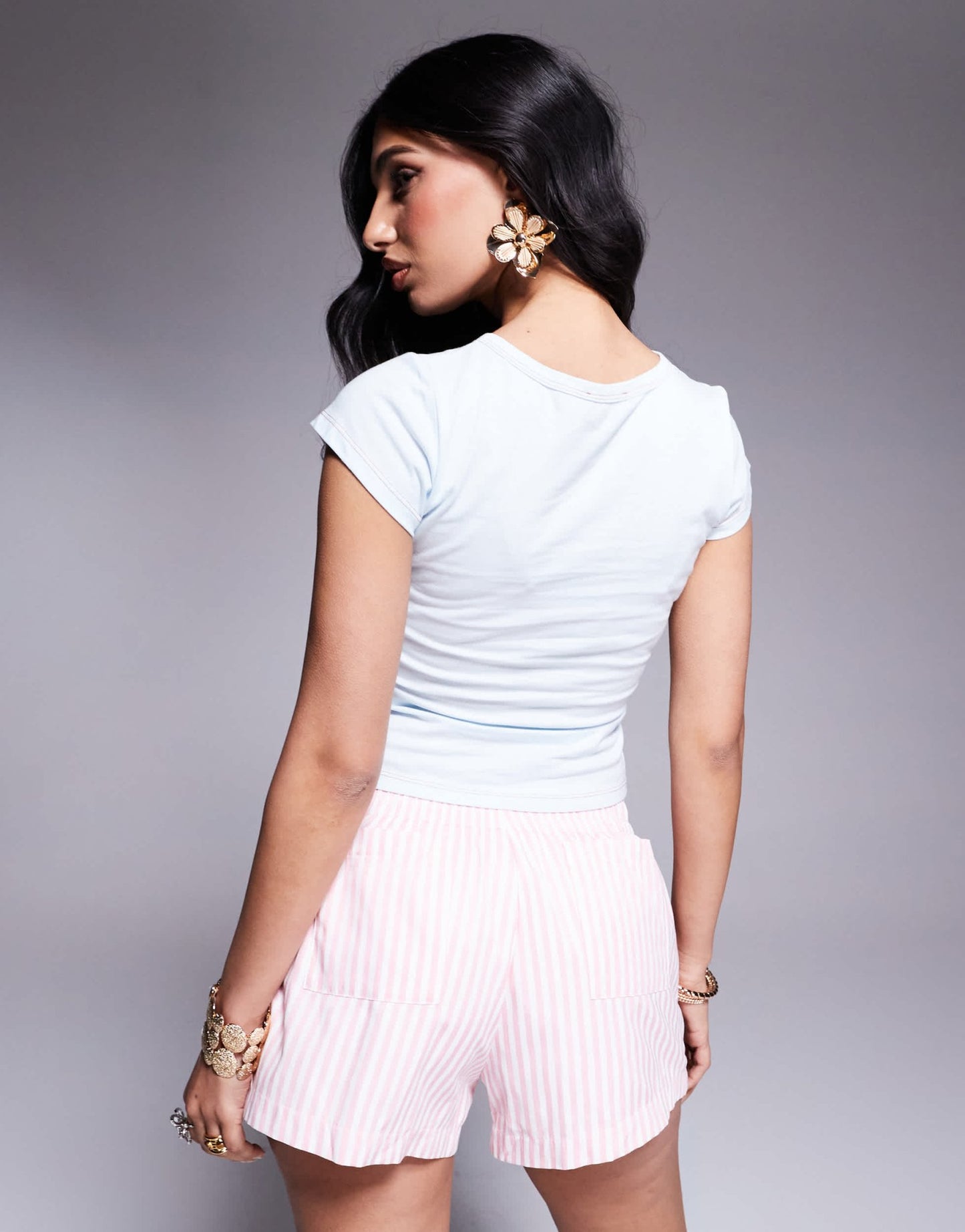 Princess Polly hibiscus baby tee in blue - ASOS Sample Sale