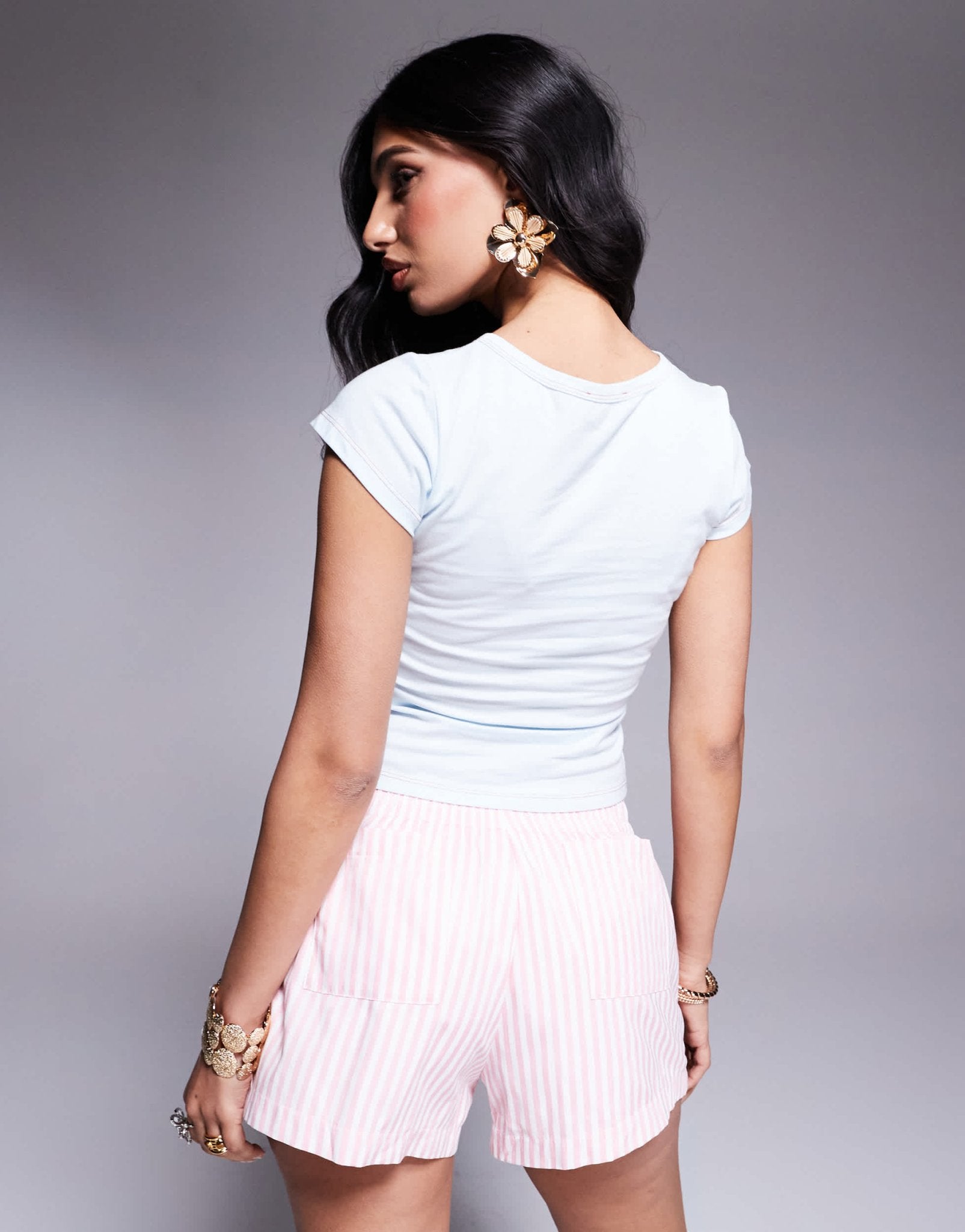 Princess Polly hibiscus baby tee in blue - ASOS Sample Sale