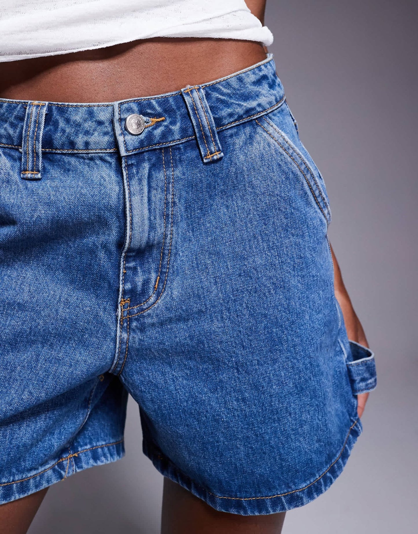 Princess Polly longline denim cargo style shorts in mid blue - ASOS Sample Sale