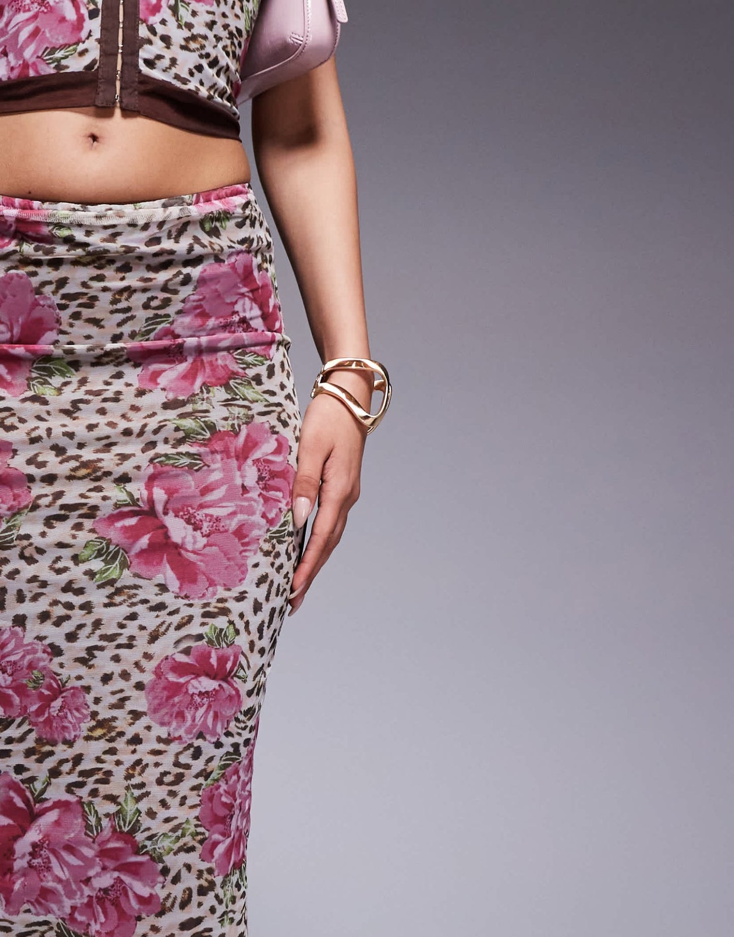 Princess Polly mesh back split maxi skirt co-ord in animal flower print - ASOS Sample Sale