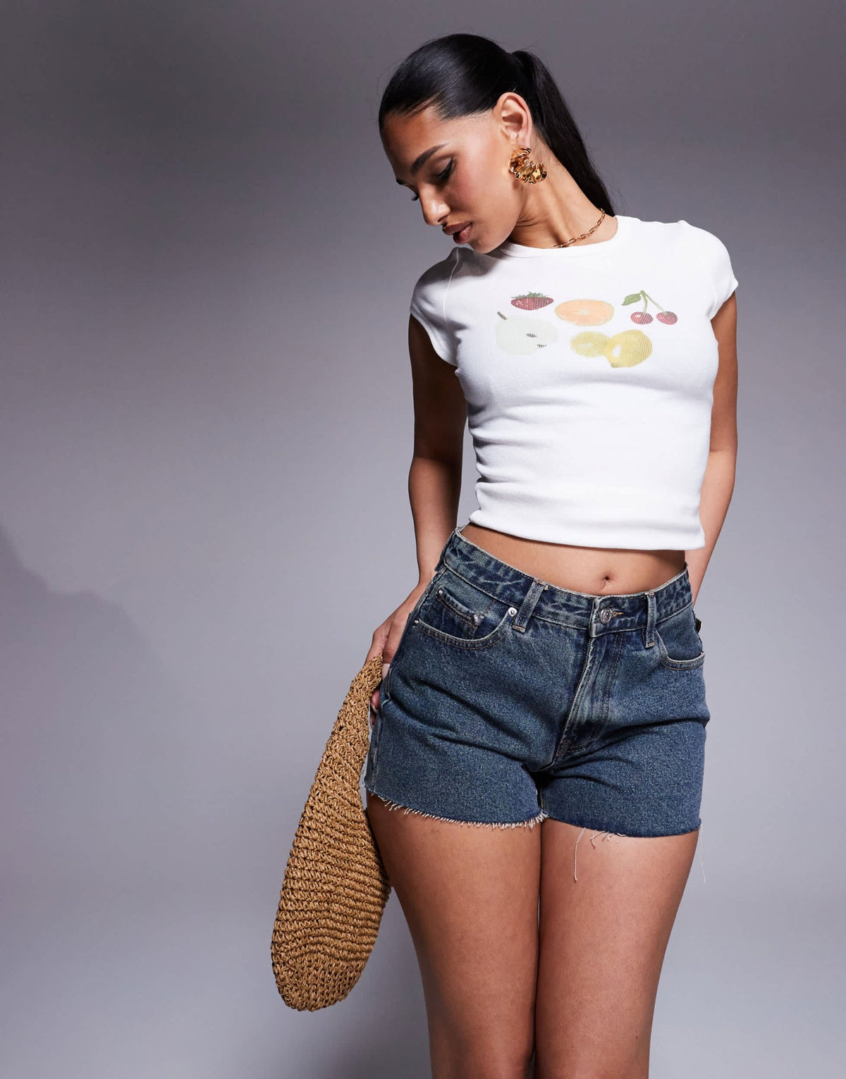 Princess Polly mid rise denim shorts in washed blue - ASOS Sample Sale