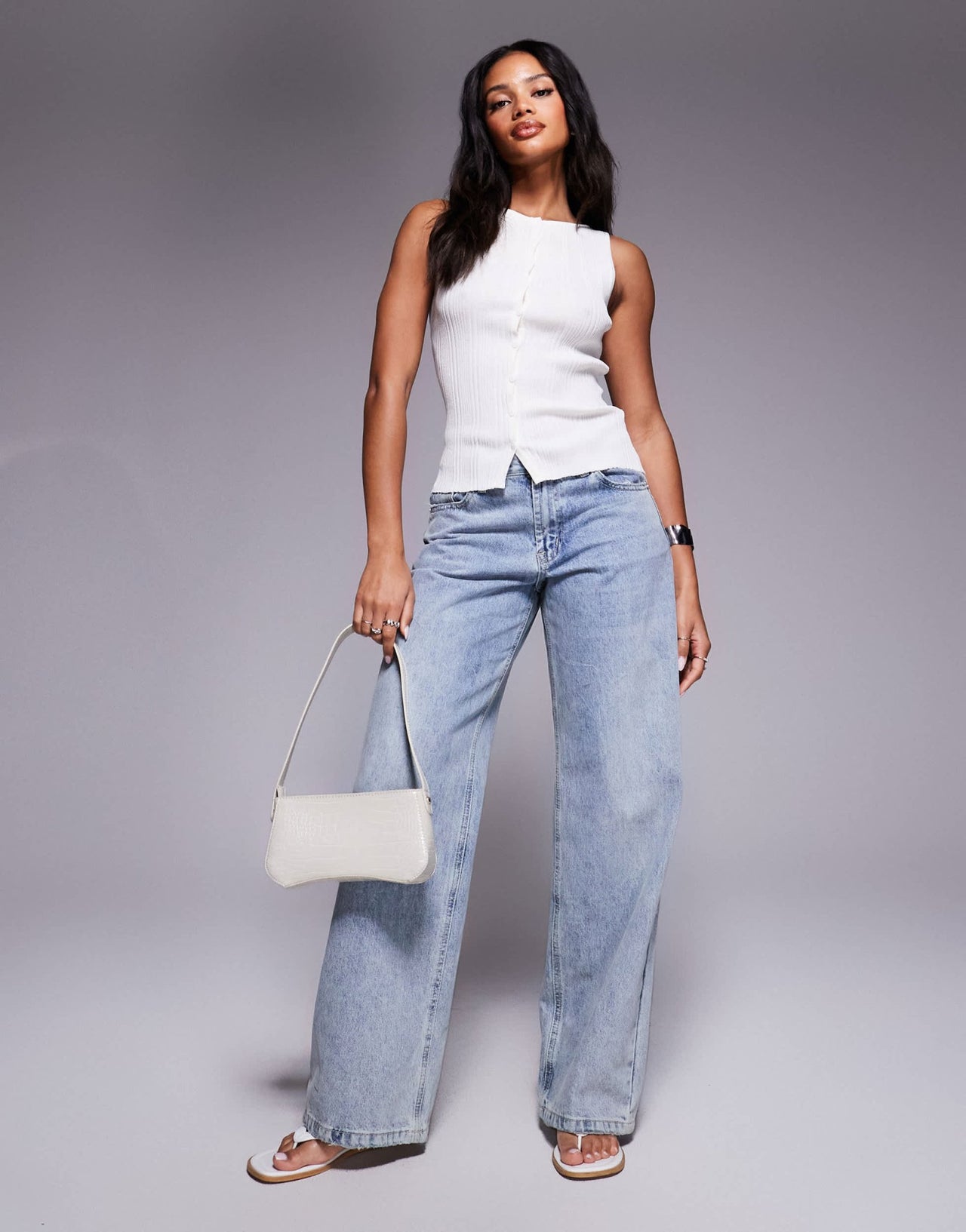Princess Polly Ollie low rise straight leg jeans in light blue wash - ASOS Sample Sale