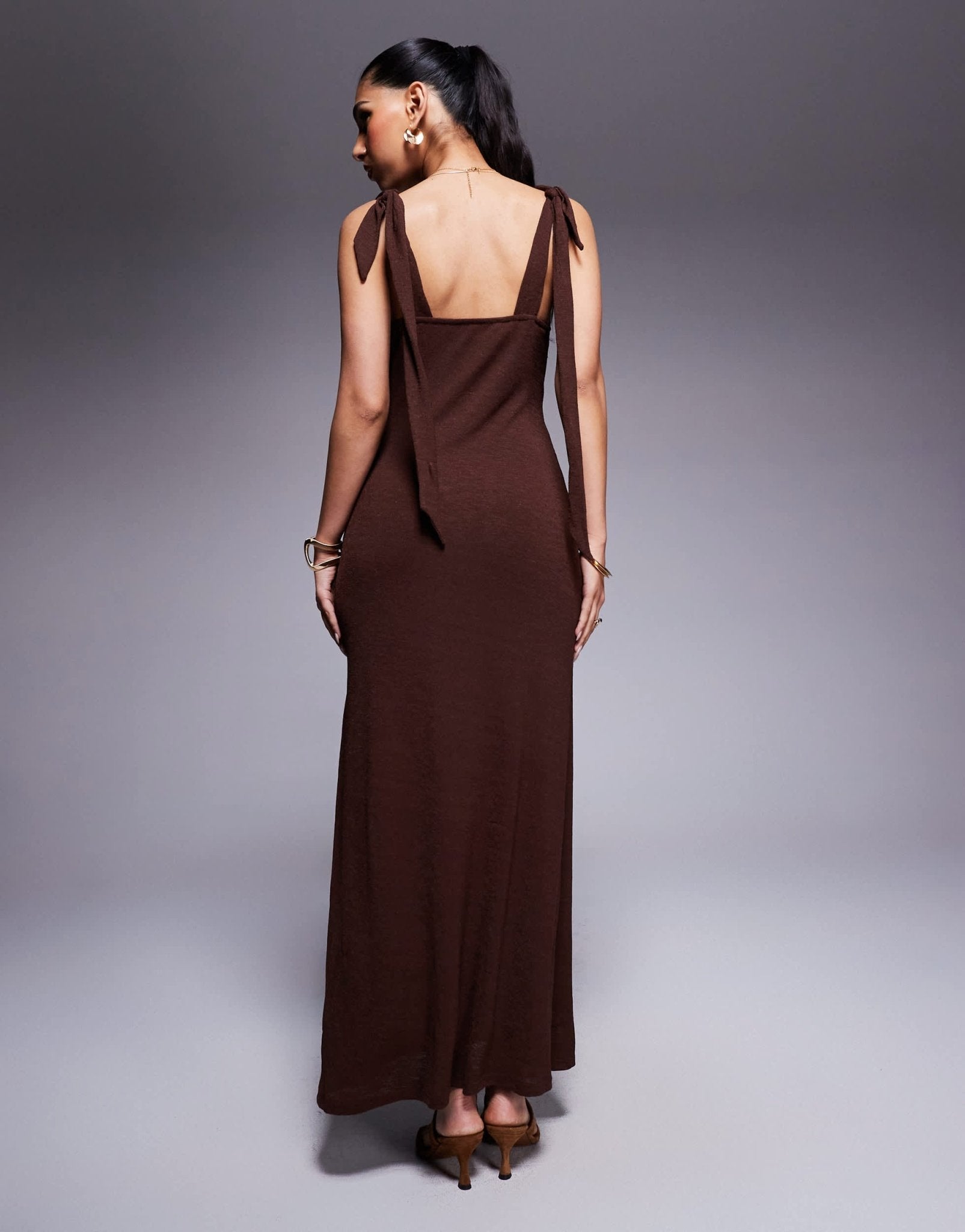 Princess Polly plunge neck ring detail maxi dress in chocolate - ASOS Sample Sale