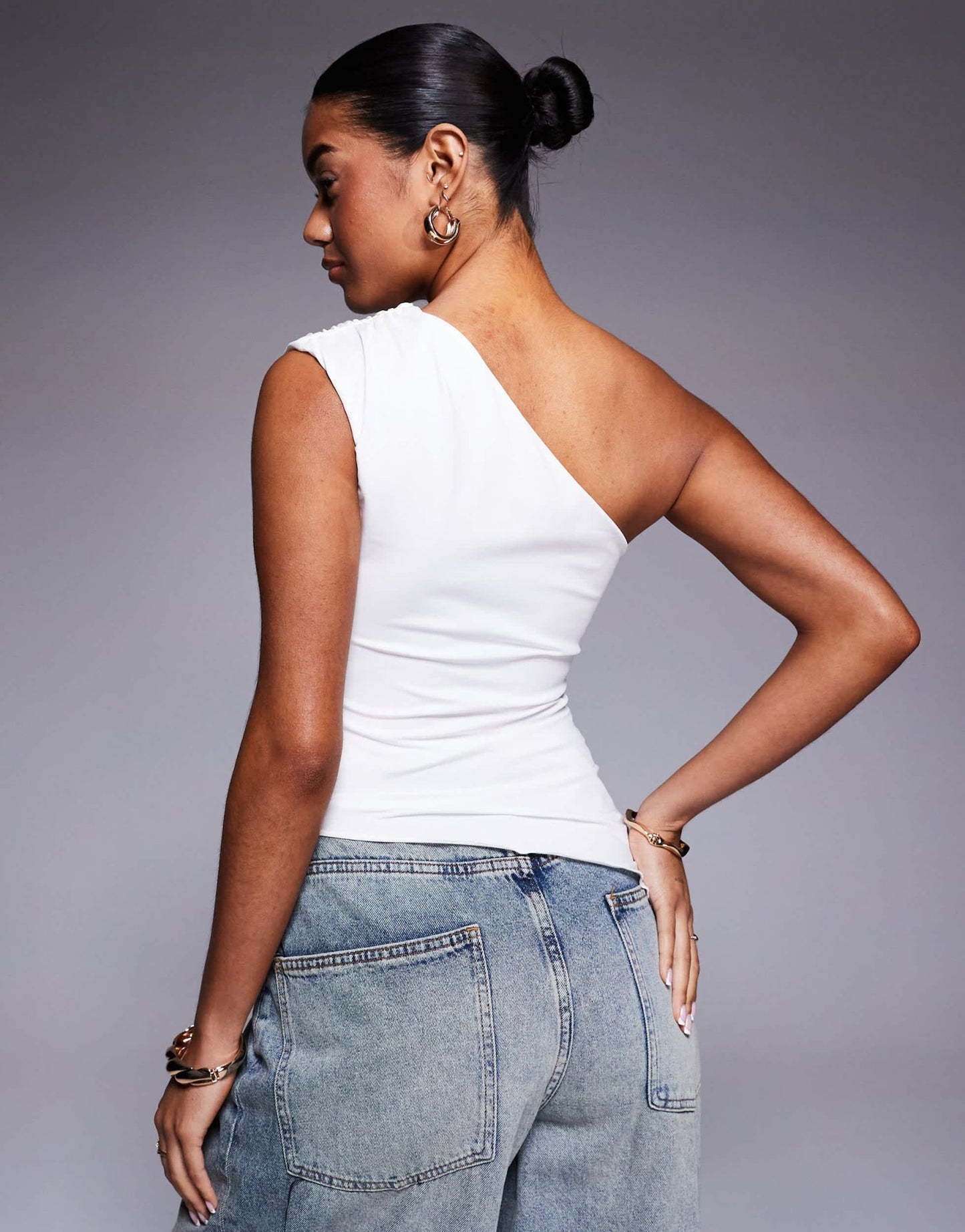 Princess Polly slinky asymmetric hem one shoulder top in white - ASOS Sample Sale