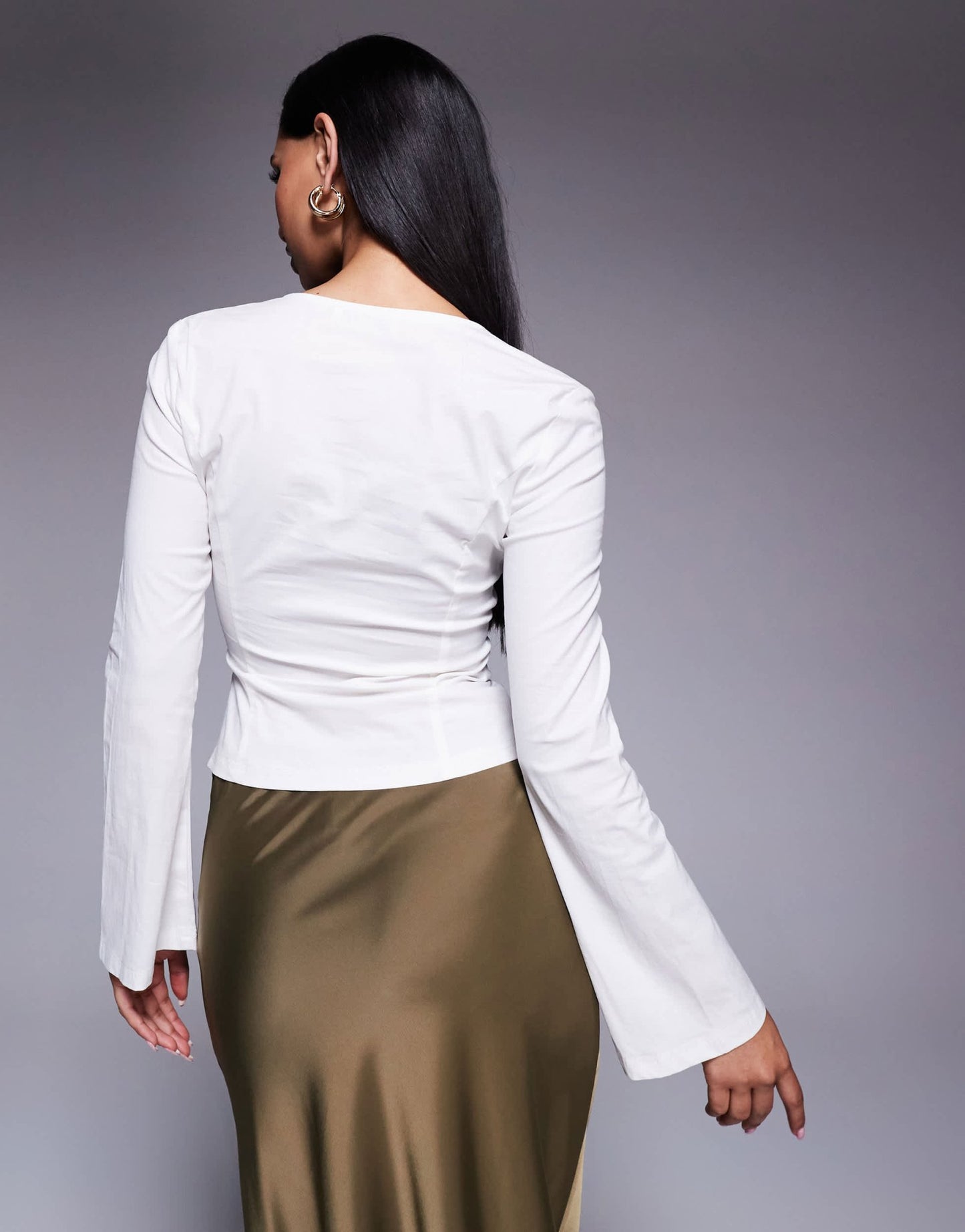 Princess Polly square neck flared sleeve bow detail top in white - ASOS Sample Sale