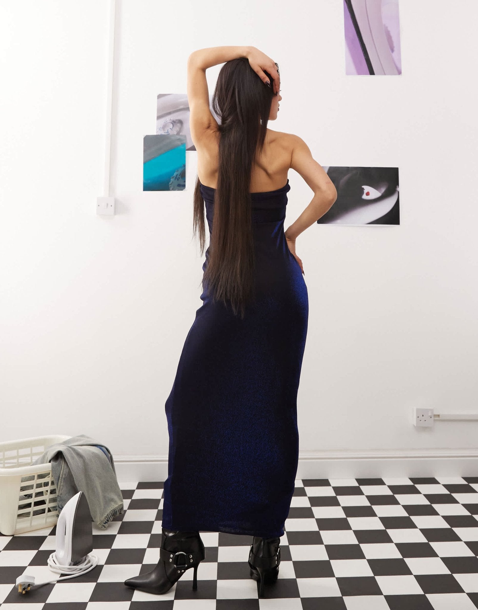 Princess Polly velvet bandeau maxi dress in navy - ASOS Sample Sale