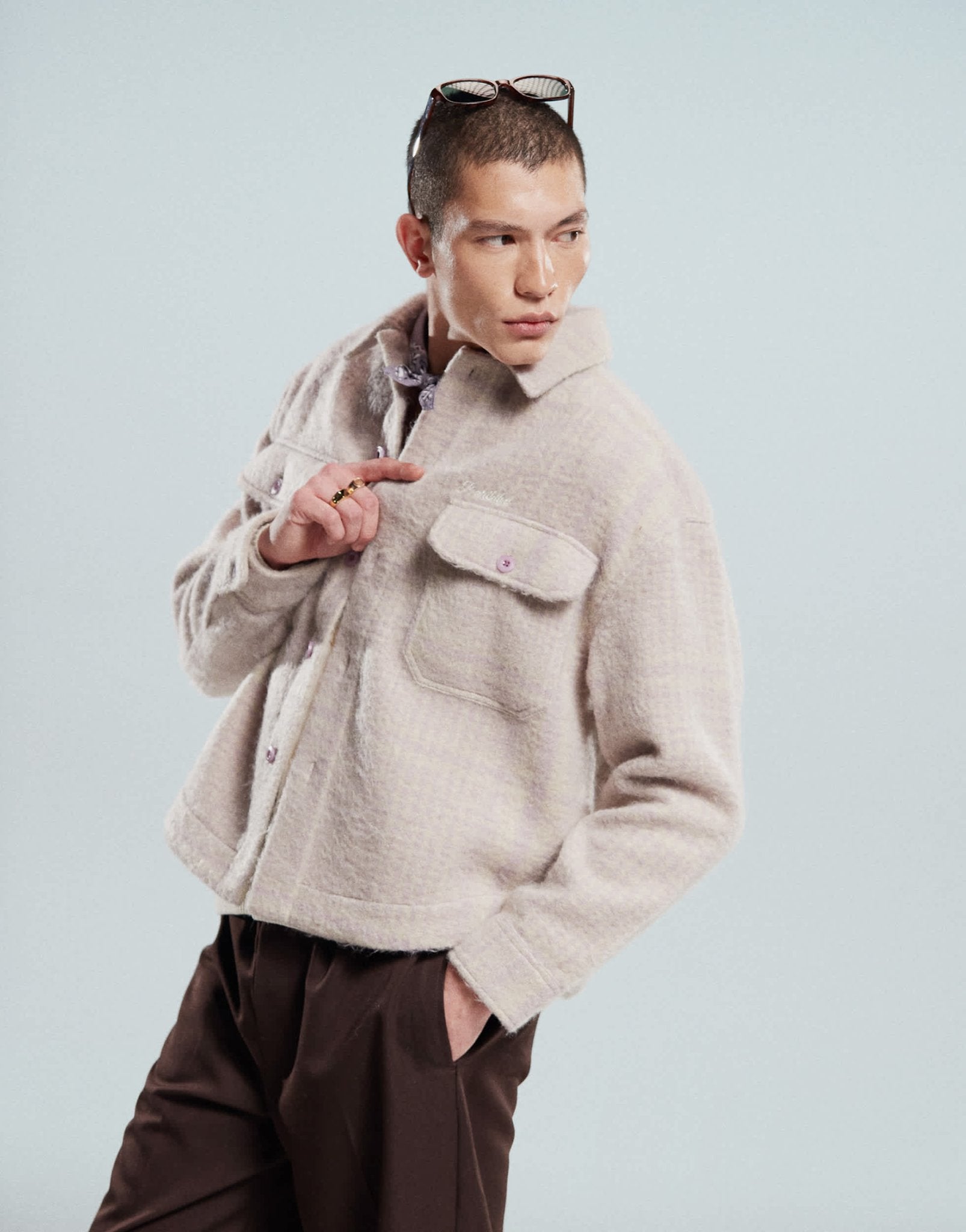 Prohibited flannel chelsea shirt in beige check – ASOS Sample Sale