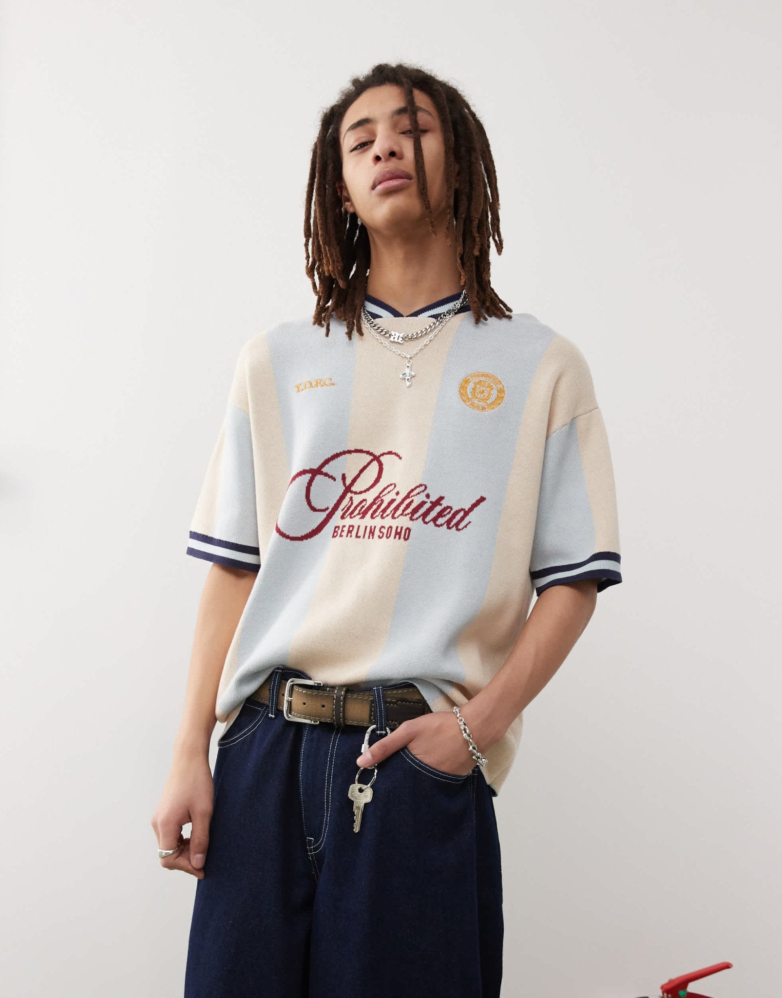 Prohibited knitted short sleeve jumper in blue - ASOS Sample Sale