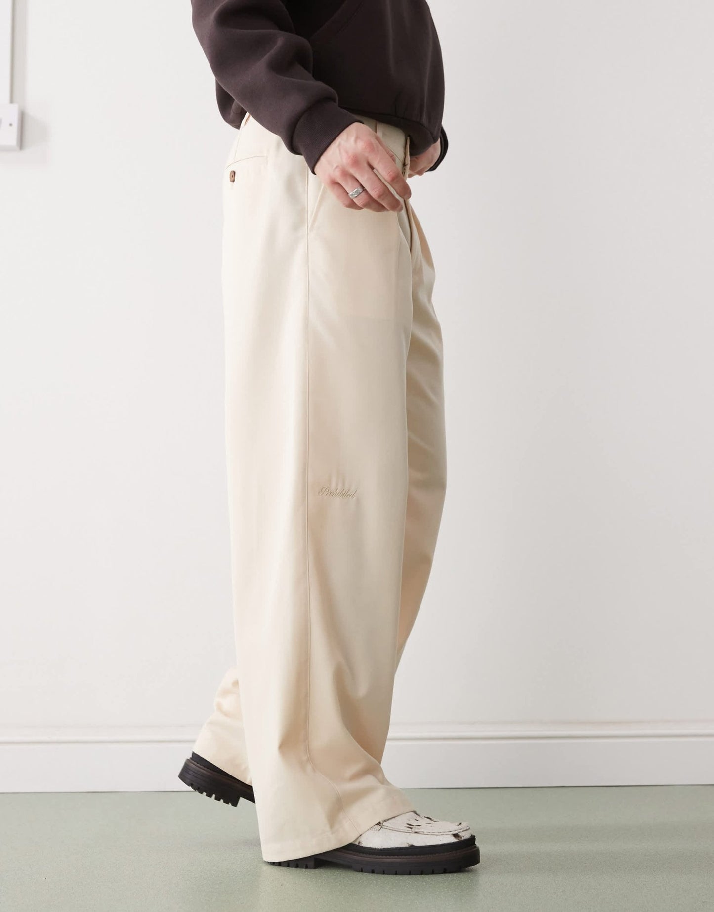 Prohibited soho pleated vintage pants in cream - ASOS Sample Sale