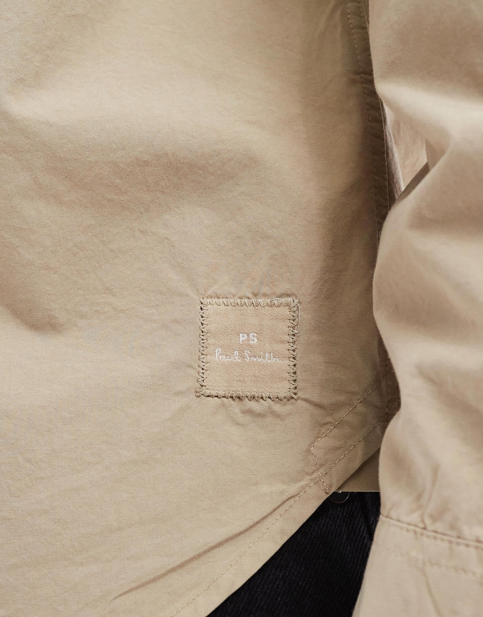 PS Paul Smith casual overshirt with patch logo in sand - ASOS Sample Sale