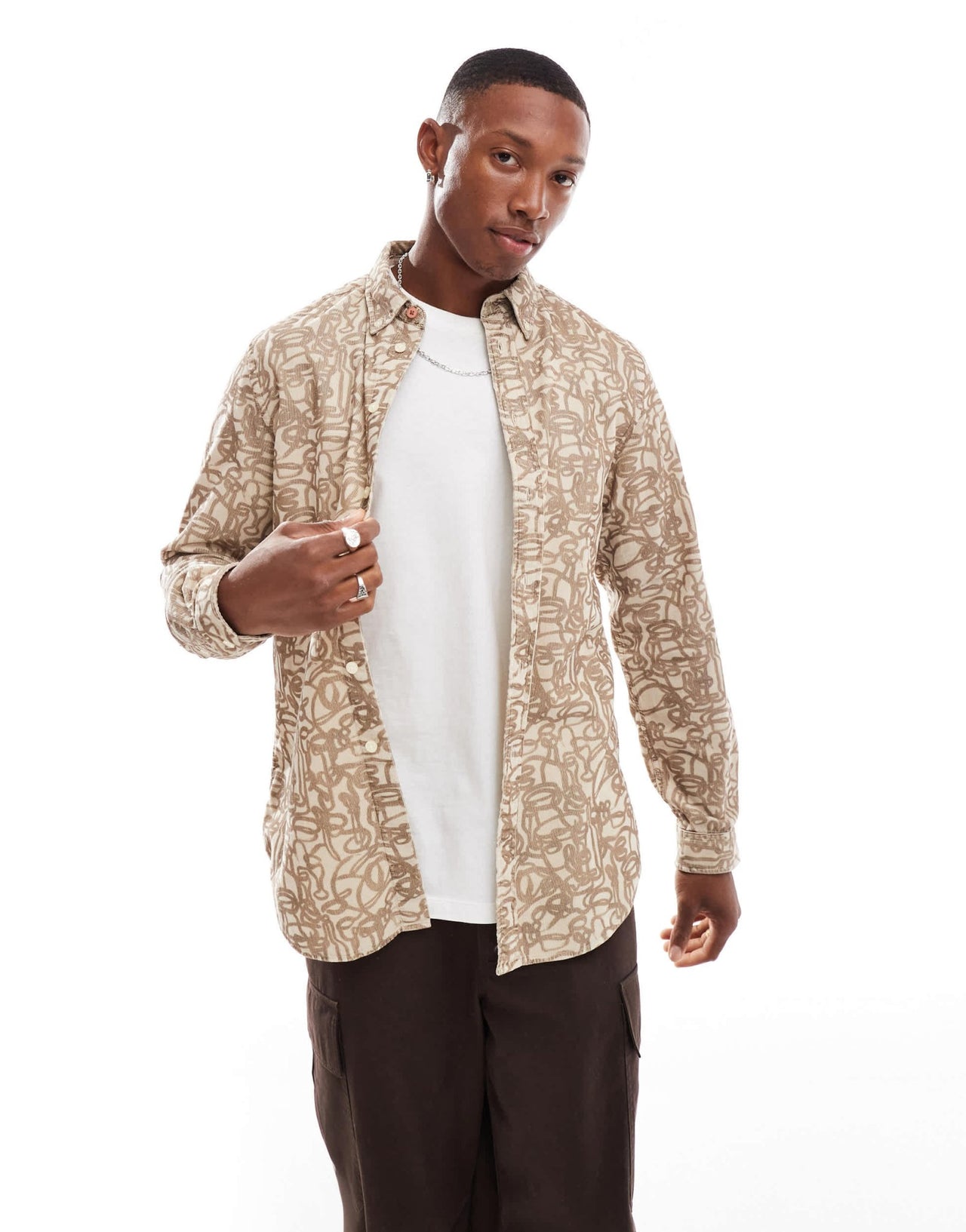 PS Paul Smith cord long sleeve in brown print - ASOS Sample Sale