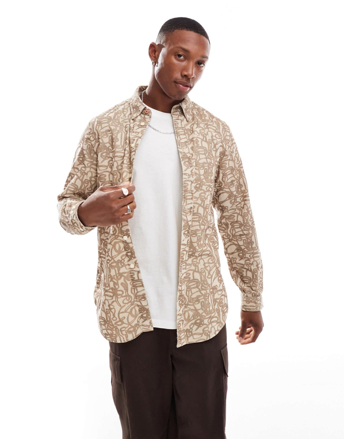 PS Paul Smith cord long sleeve in brown print - ASOS Sample Sale