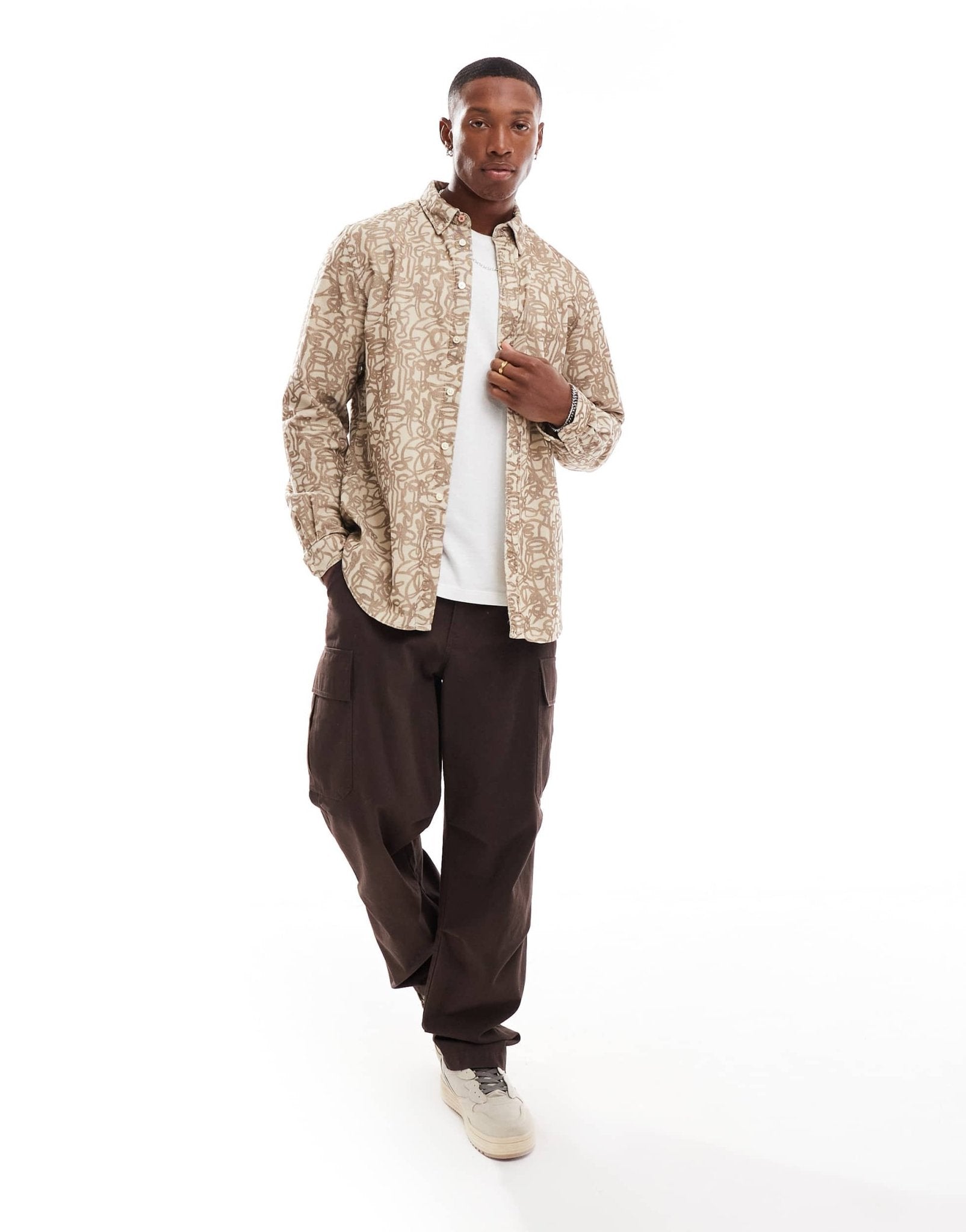 PS Paul Smith cord long sleeve in brown print - ASOS Sample Sale