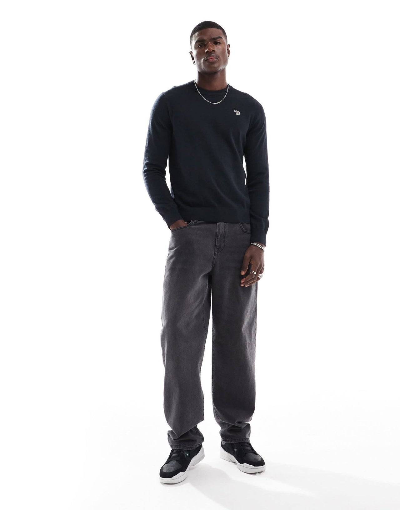 PS Paul Smith crew neck knit jumper with icon zebra logo in black - ASOS Sample Sale