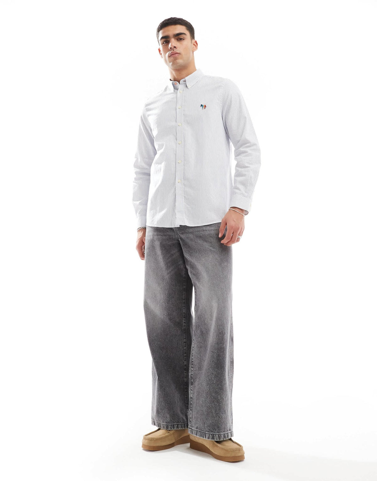 PS Paul Smith striped logo oxford shirt in blue - ASOS Sample Sale