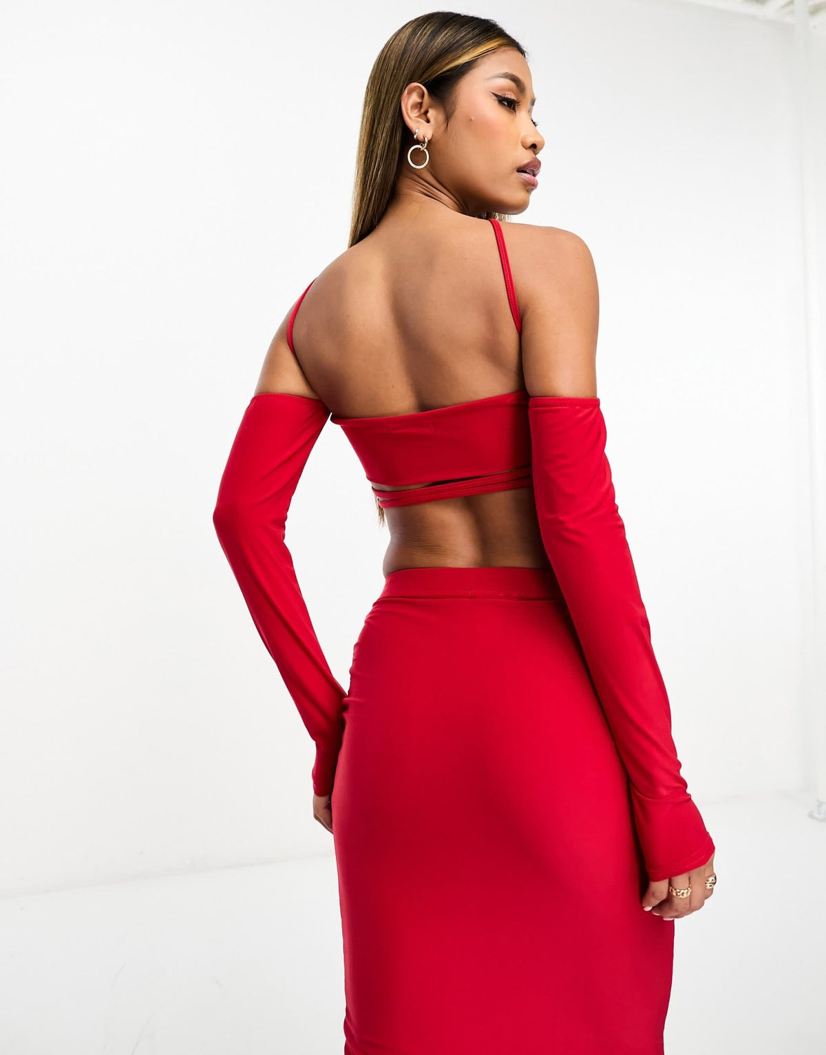 Public Desire bardot strappy top co-ord in red - ASOS Sample Sale