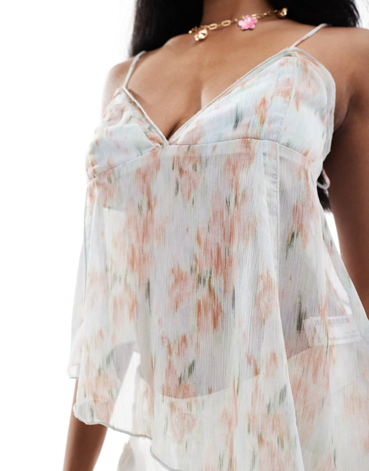 Pull&Bear asymmetric hem cami in blurred floral print - ASOS Sample Sale