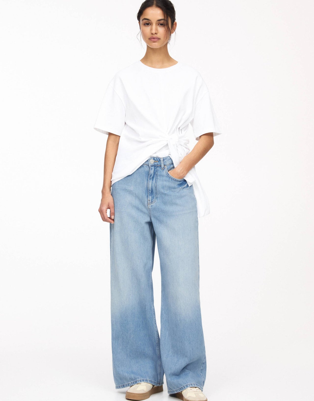 Pull&Bear baggy oversized wide leg jean in blue - ASOS Sample Sale