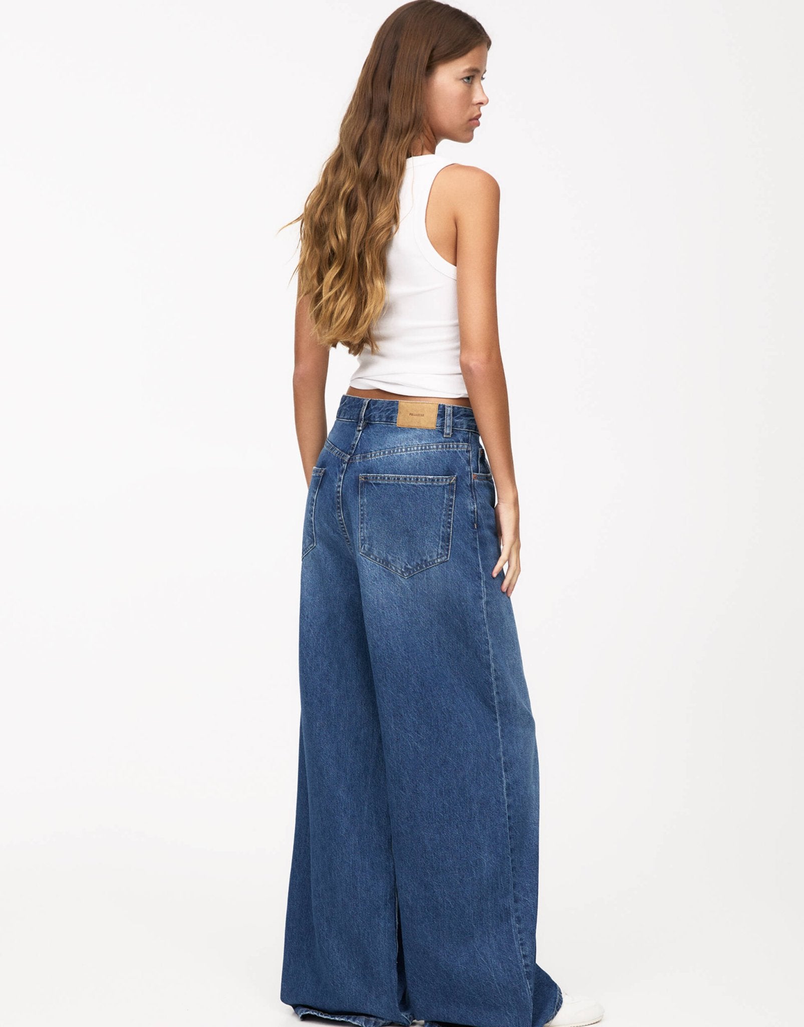 Pull&Bear baggy oversized wide leg jean in blue - ASOS Sample Sale