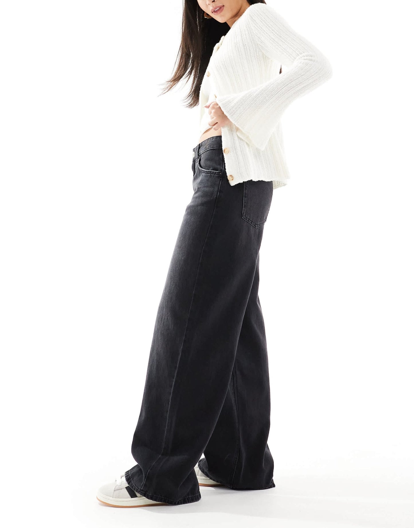 Pull&Bear baggy oversized wide leg jean in washed black - ASOS Sample Sale