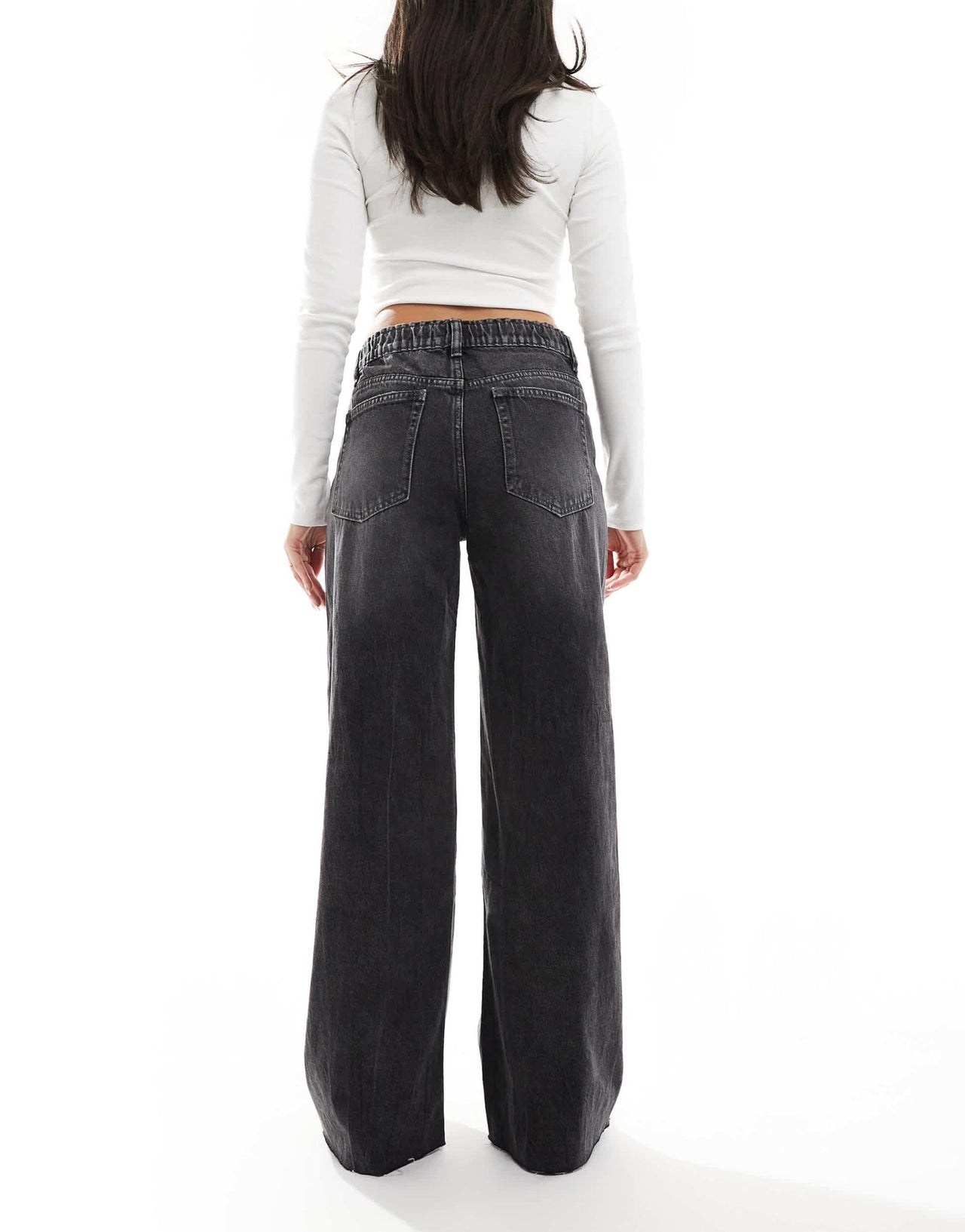 Pull&Bear baggy wide leg jeans with elasticated waist in washed grey - ASOS Sample Sale