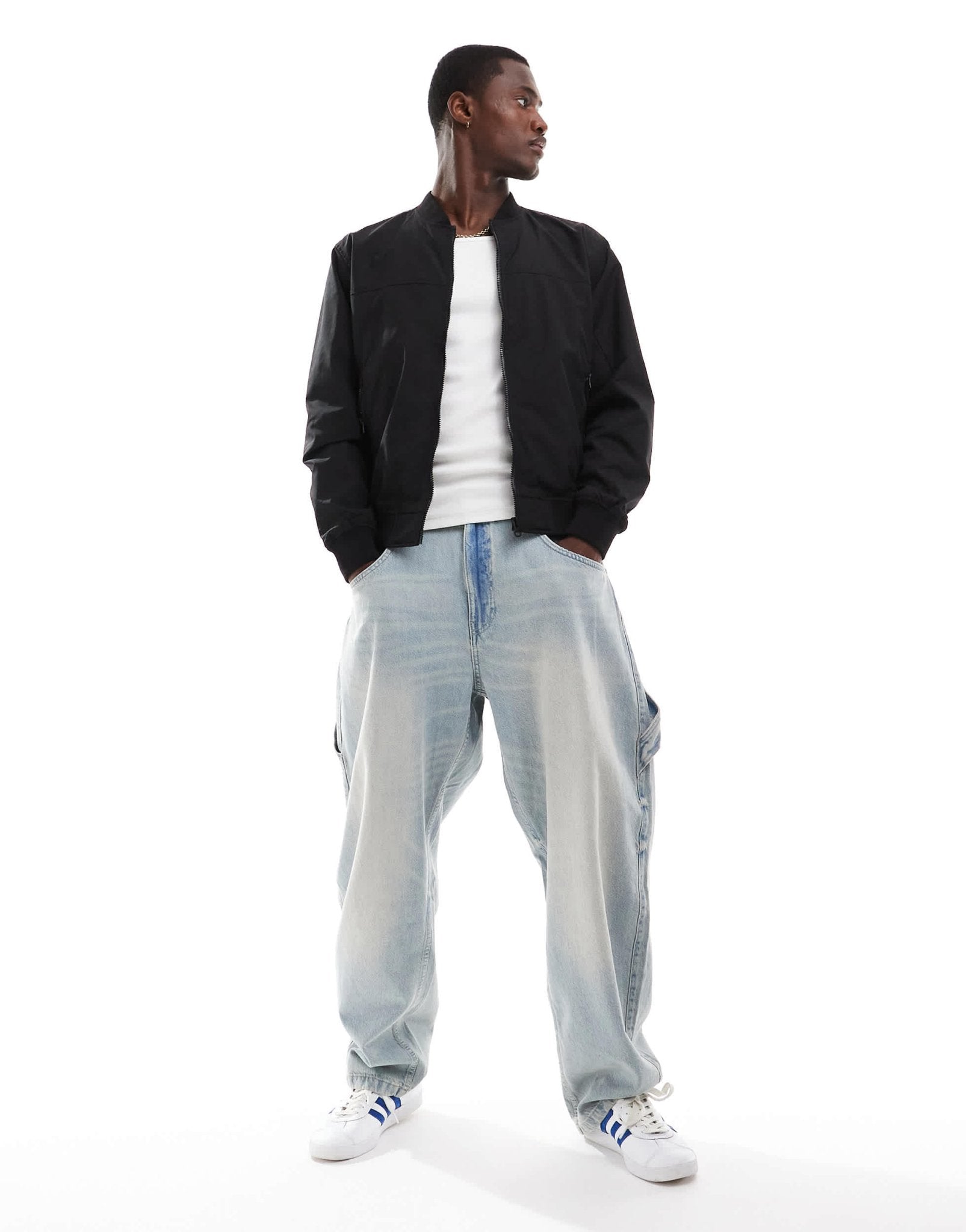 Pull&Bear basic bomber jacket in black - ASOS Sample Sale