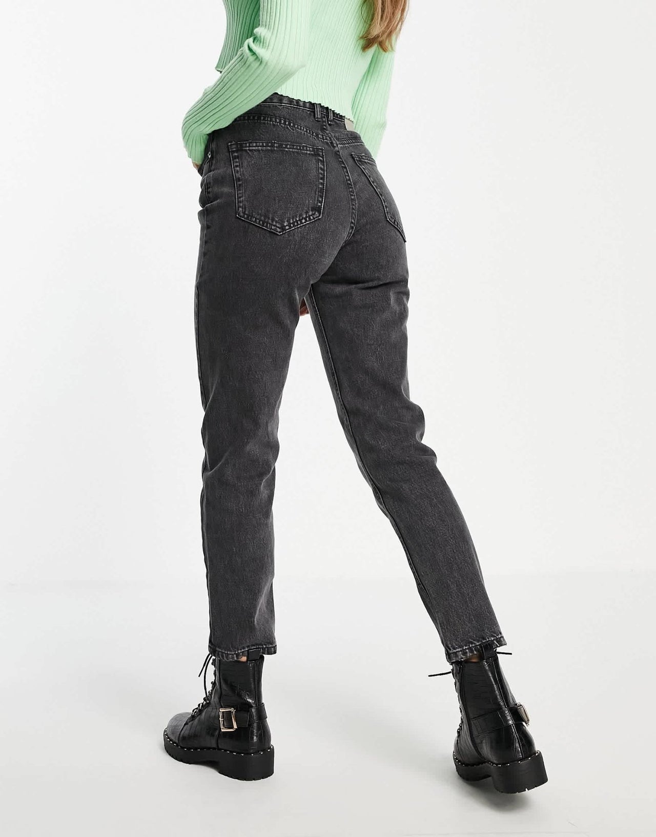 Pull&Bear basic mom jean in washed grey - ASOS Sample Sale
