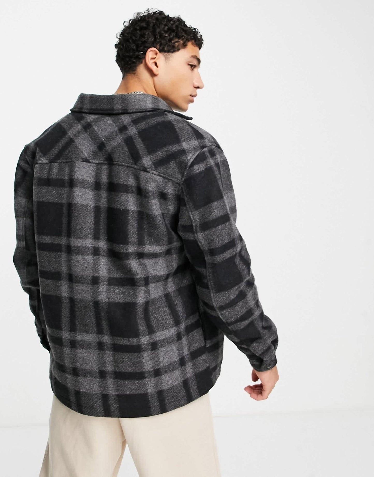 Pull&Bear checked overshirt in grey - ASOS Sample Sale