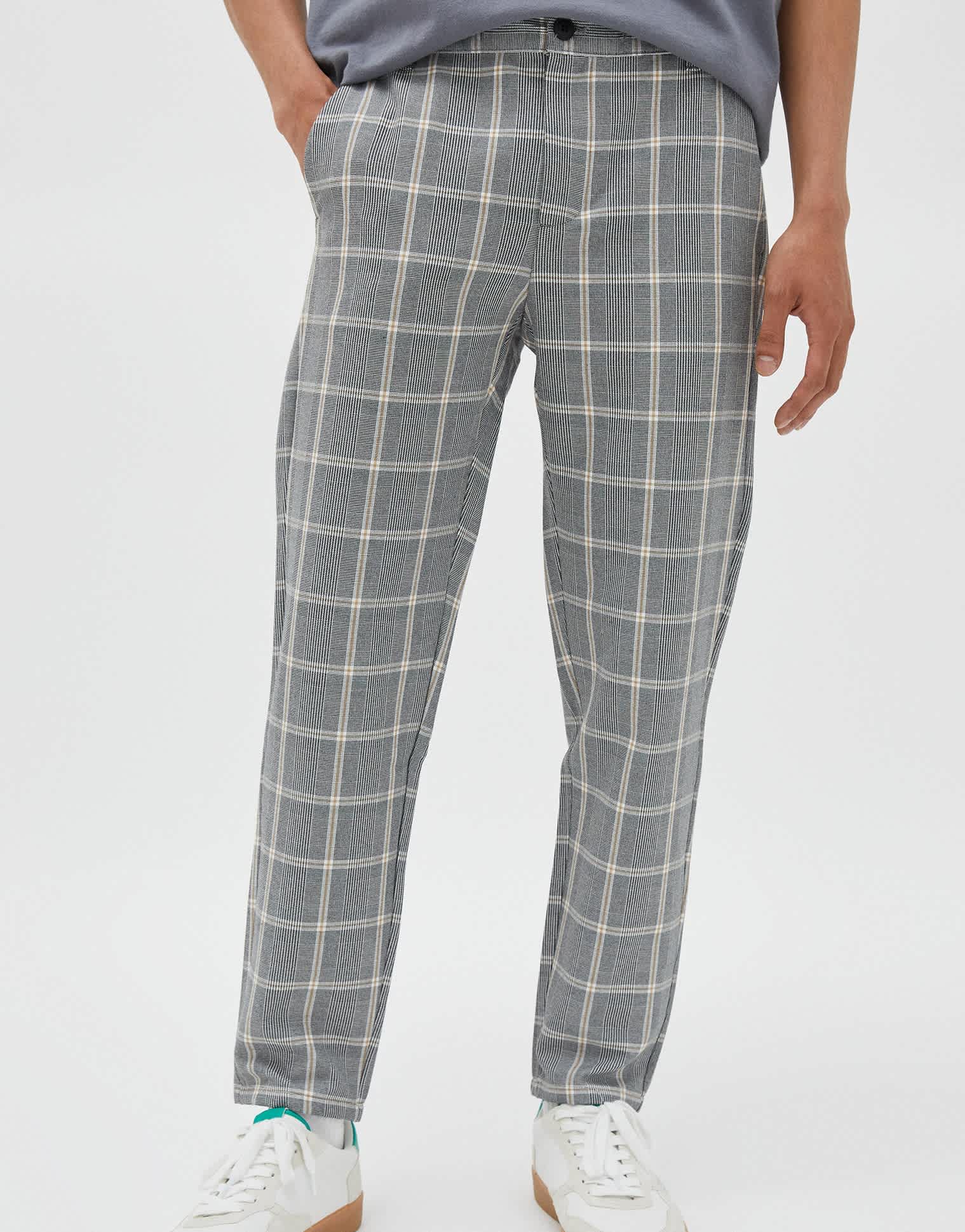 Pull&Bear checked trousers in grey - ASOS Sample Sale